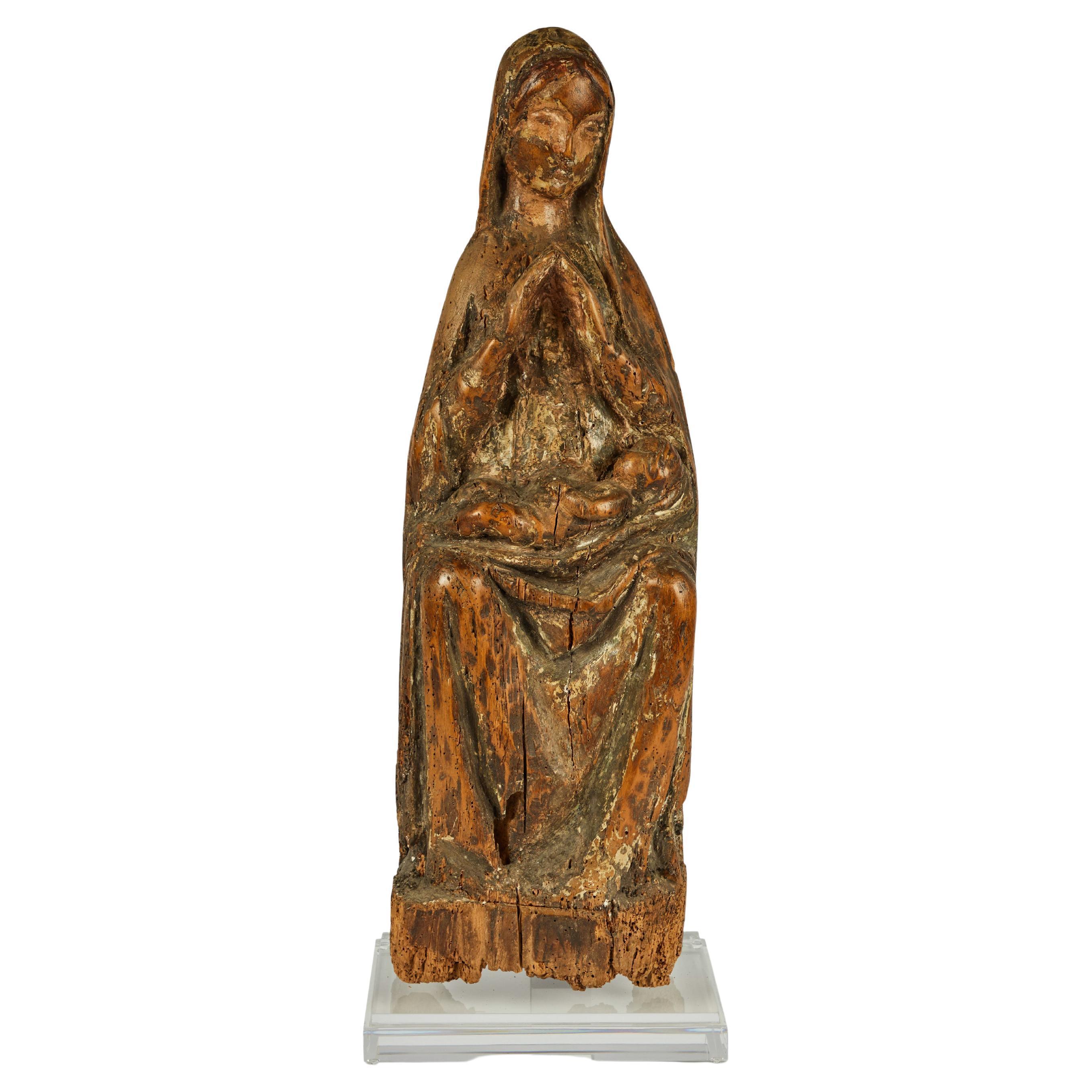 Unknown Figurative Sculpture - Early Renaissance Wood Sculpture