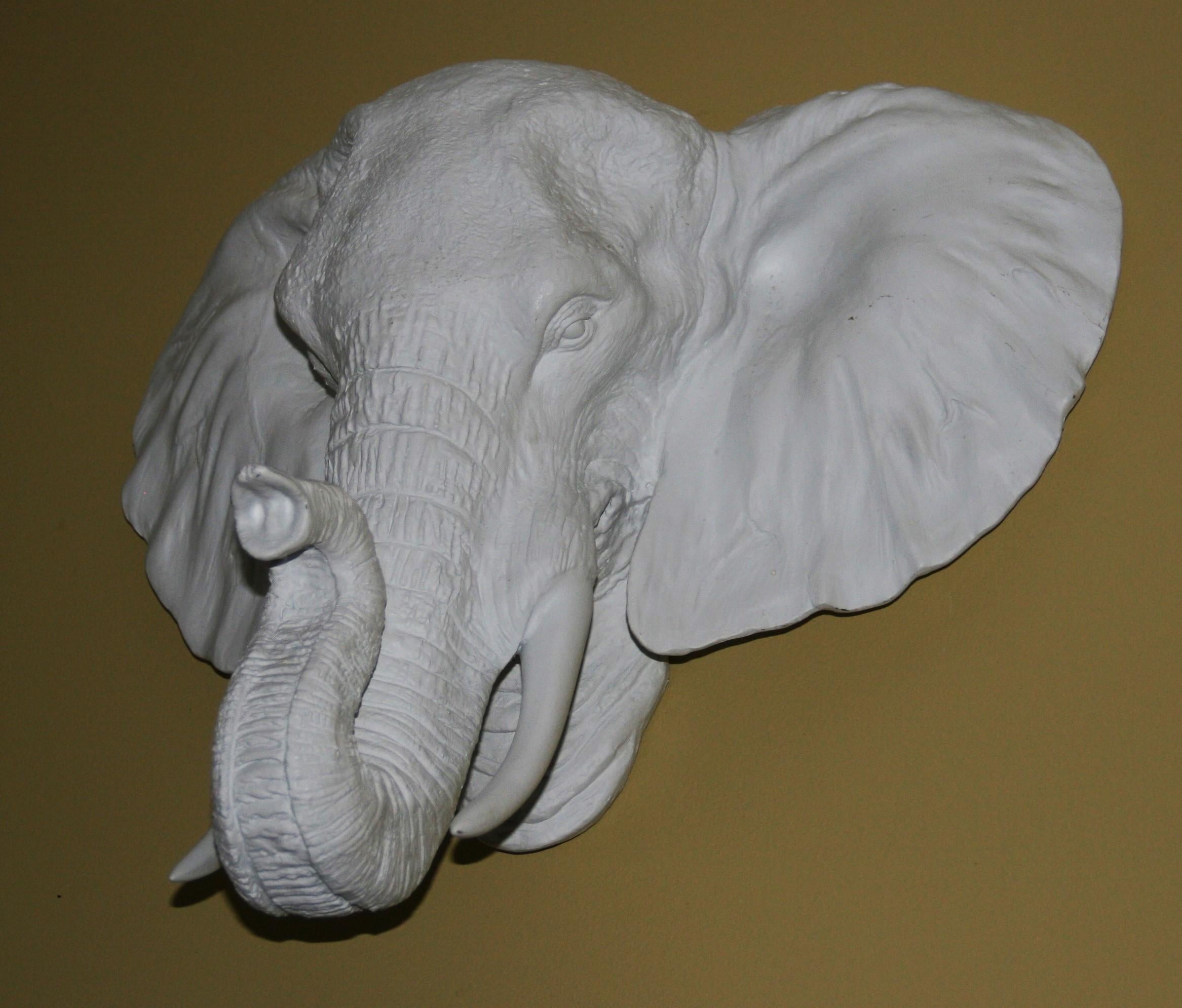 Elephant Cast Resin Wall Sculpture For Sale 4