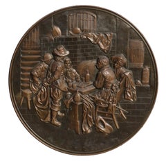 Embossed Copper Repousse Plaque - Tavern Scene