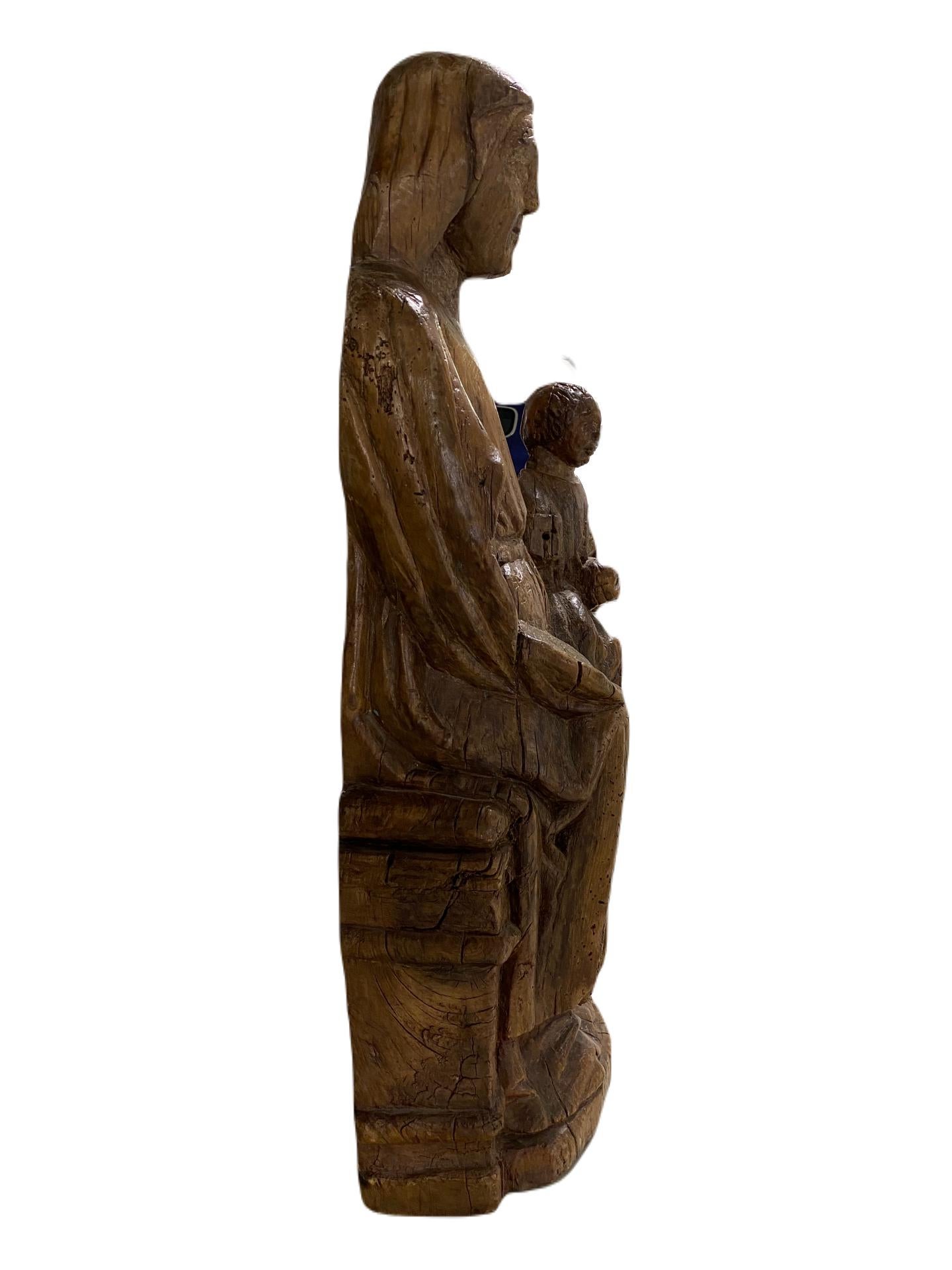 Enthroned Madonna and Child.  - Sculpture by Unknown