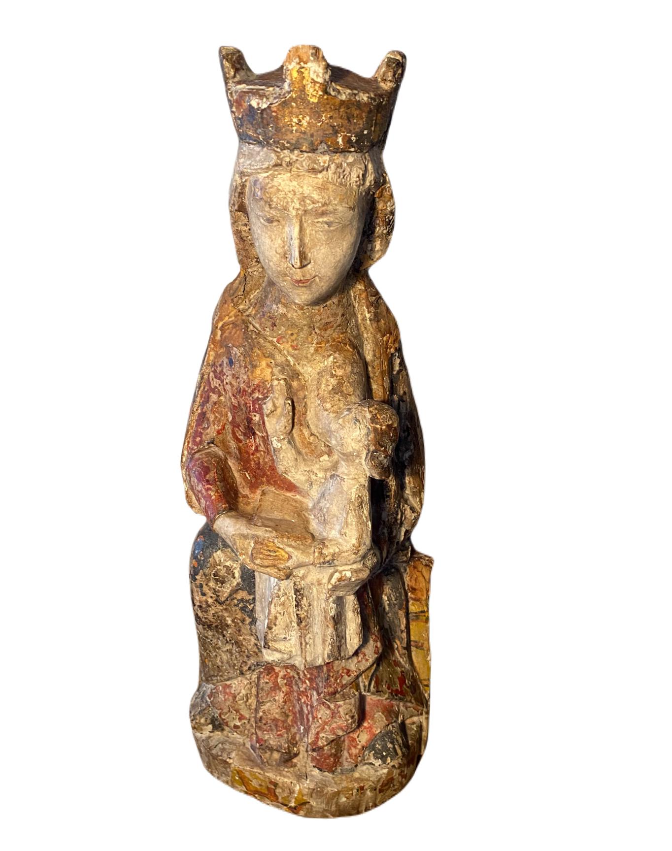Figurative Sculpture Unknown - Vierge intronisée