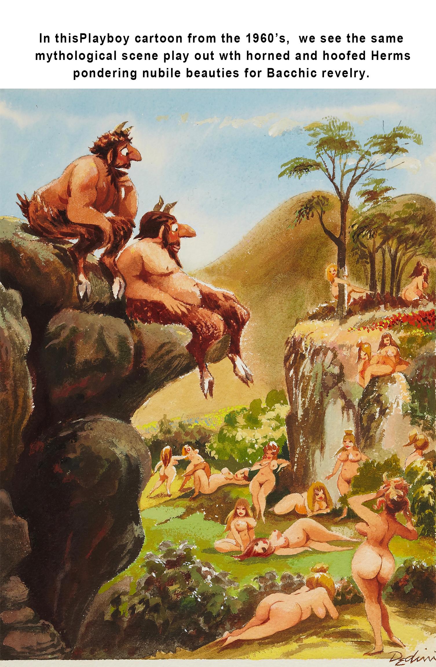 Erótico  Mármol Mitológico Sexual Figural, Mujer desnuda, Bacante y Sátiro Herm en venta 14
