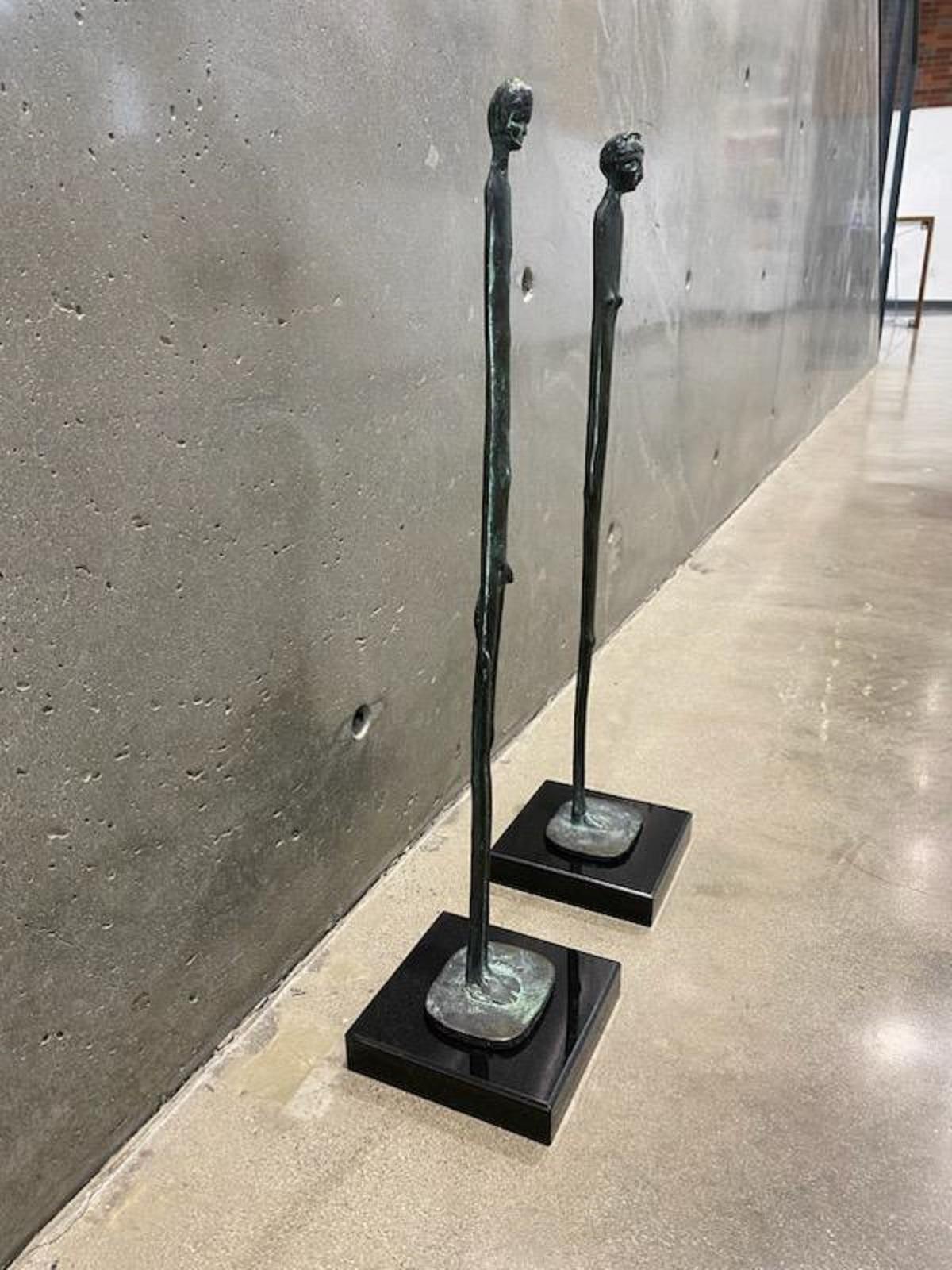 Mid Century Pair of Fugures in Bronze, Evening Shadow, Edited by The Museo Guarnacci in the 1950's.
Limited Edition, Bronze Vert de Gris Patina, Lost Wax,  20.5