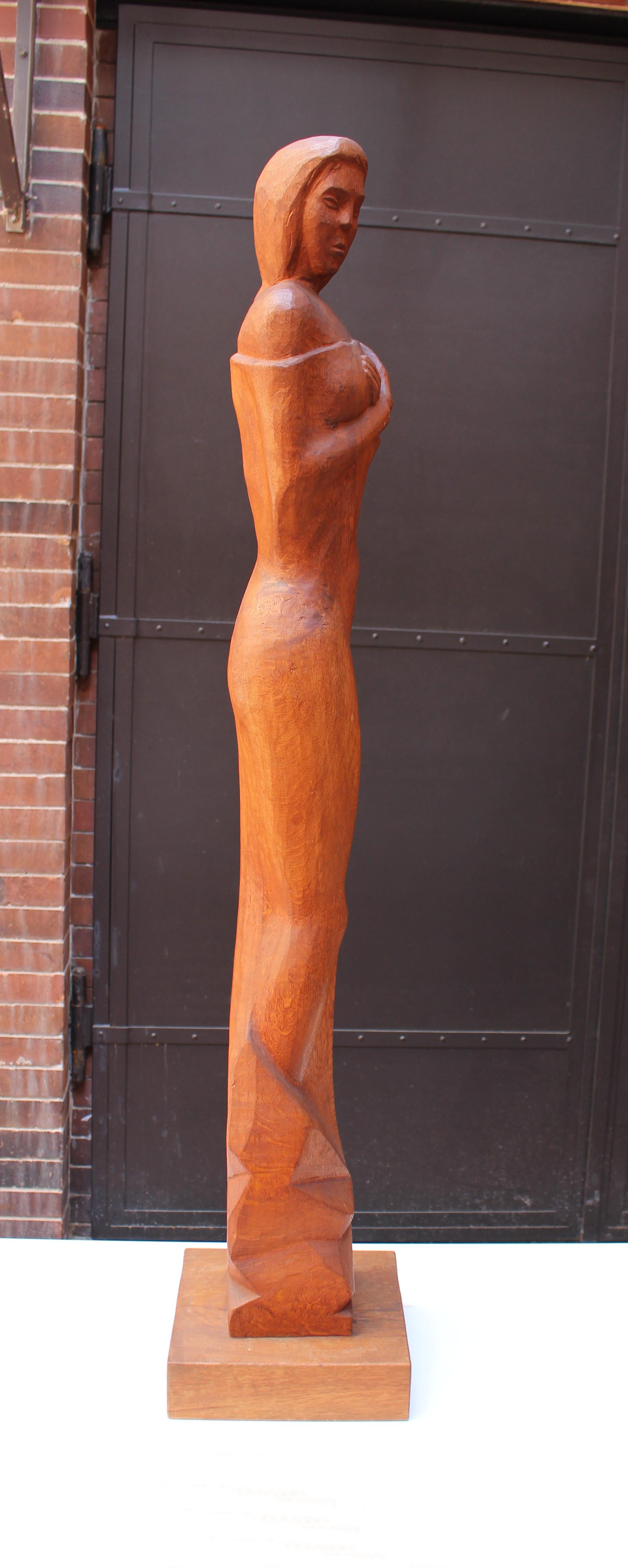 Expressionistische Holzskulptur aus den 1920er Jahren (Braun), Figurative Sculpture, von Unknown