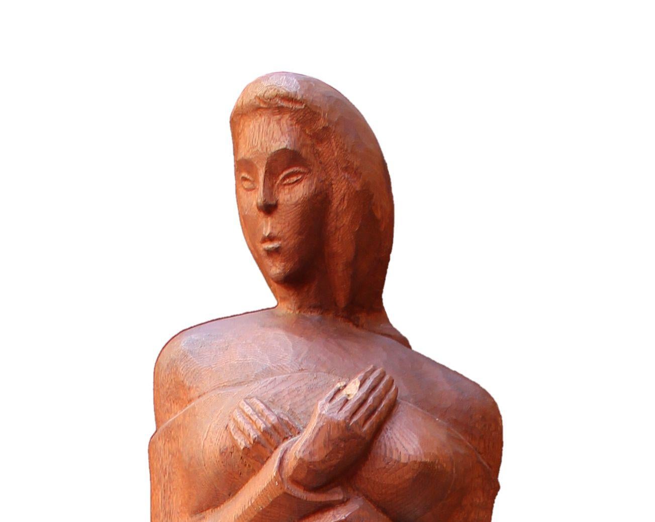 Expressionist Wood Sculpture 1920's For Sale 1