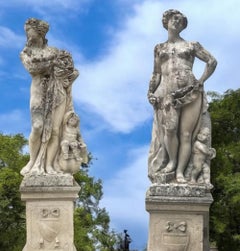 Extraordinary Rare 19th Century Italian Limestone Garden Sculptures