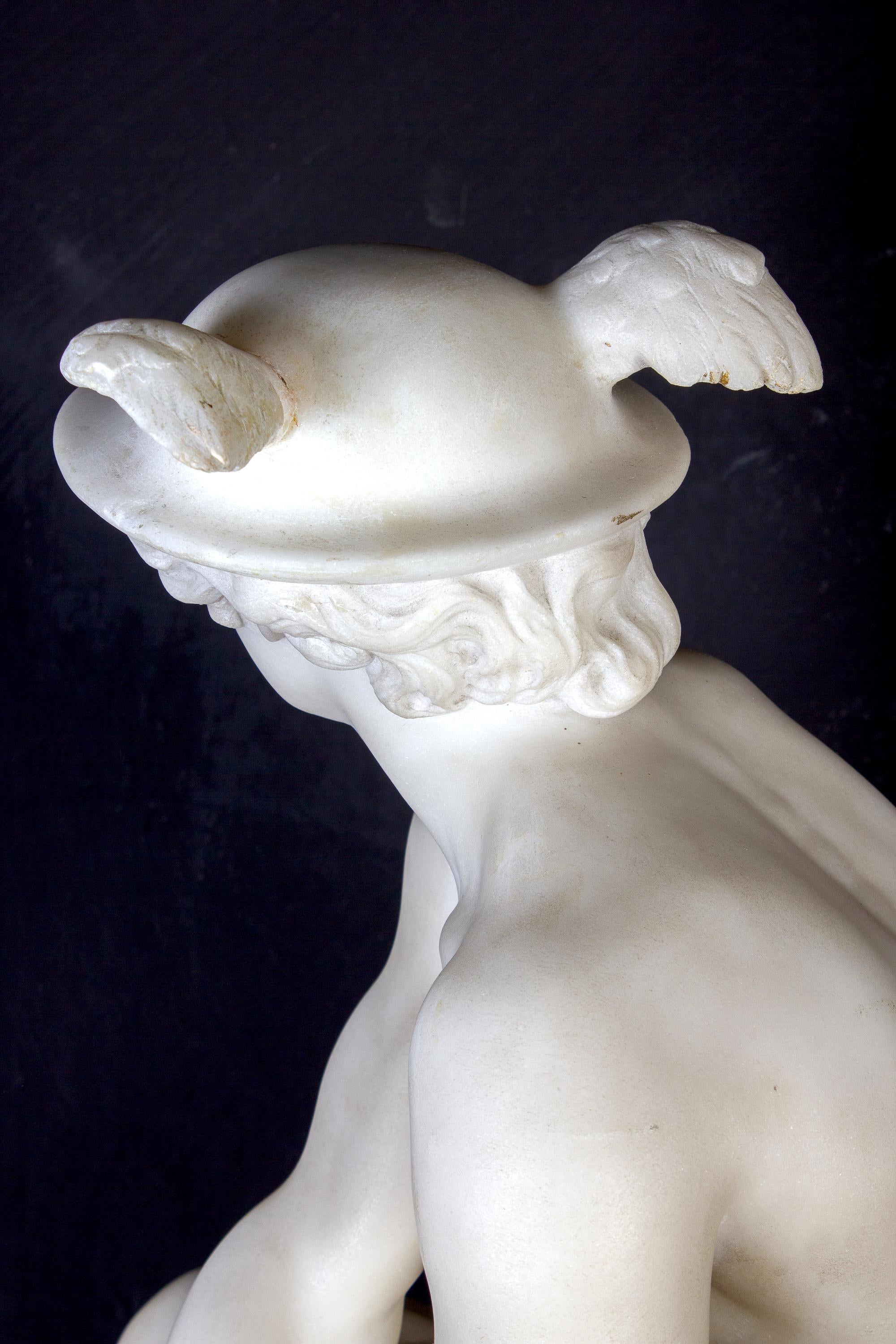 Fabulous Italian Neoclassical Marble Sculpture of Hermes  9