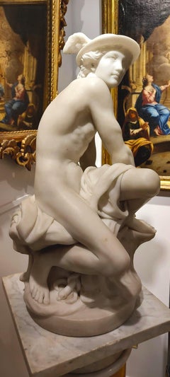 Fabulous Italian Neoclassical Marble Sculpture of Hermes