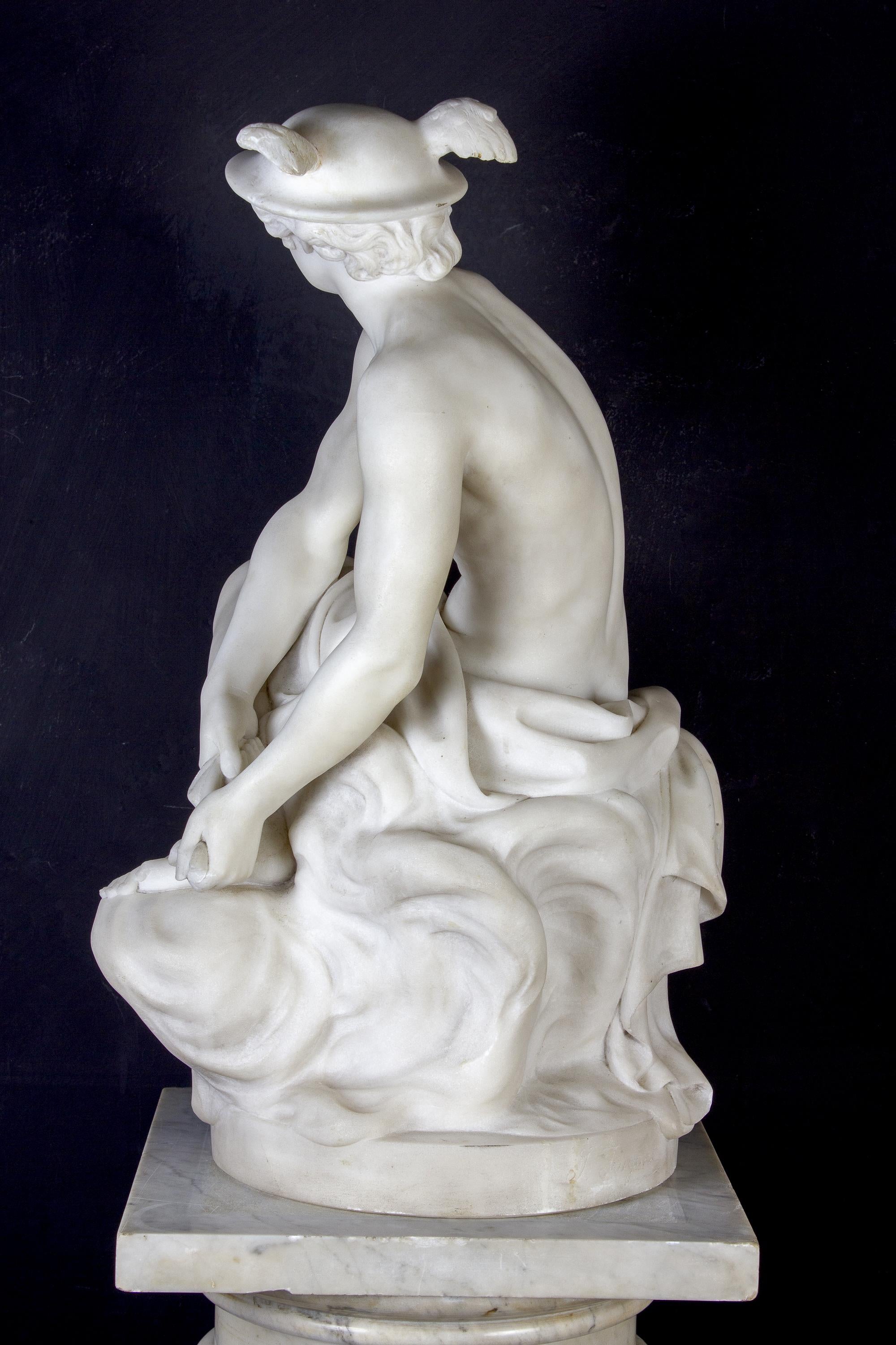 Fabulous Italian Neoclassical Marble Sculpture of Hermes  1