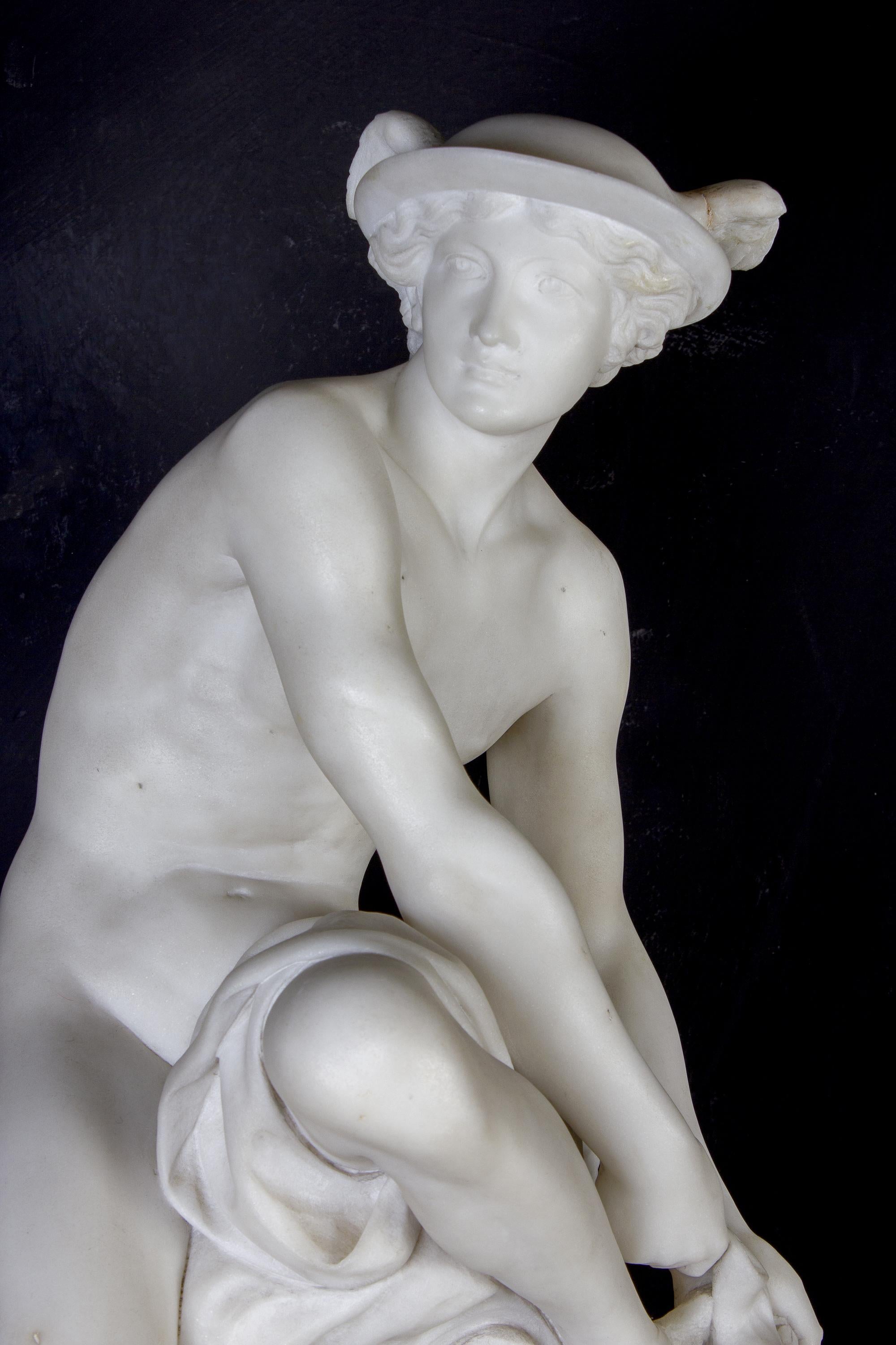 Fabulous Italian Neoclassical Marble Sculpture of Hermes  2