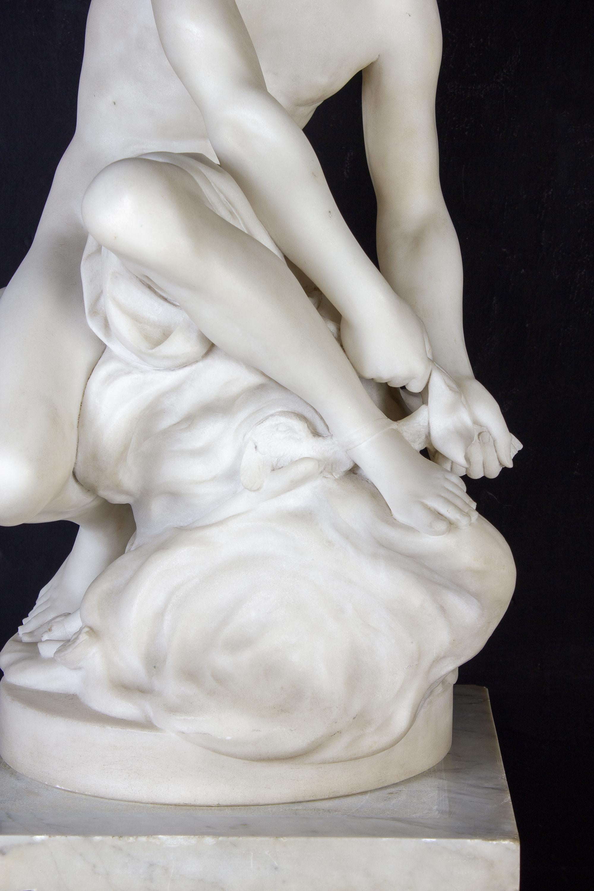Fabulous Italian Neoclassical Marble Sculpture of Hermes  3