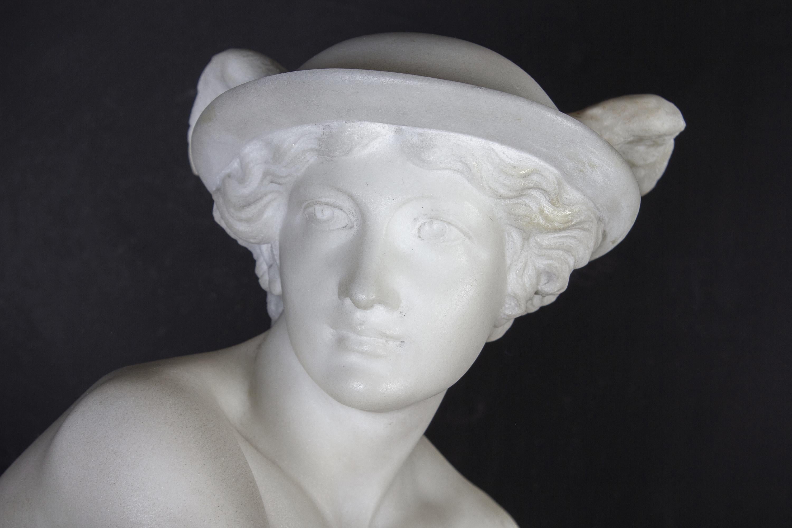 Fabulous Italian Neoclassical Marble Sculpture of Hermes  5