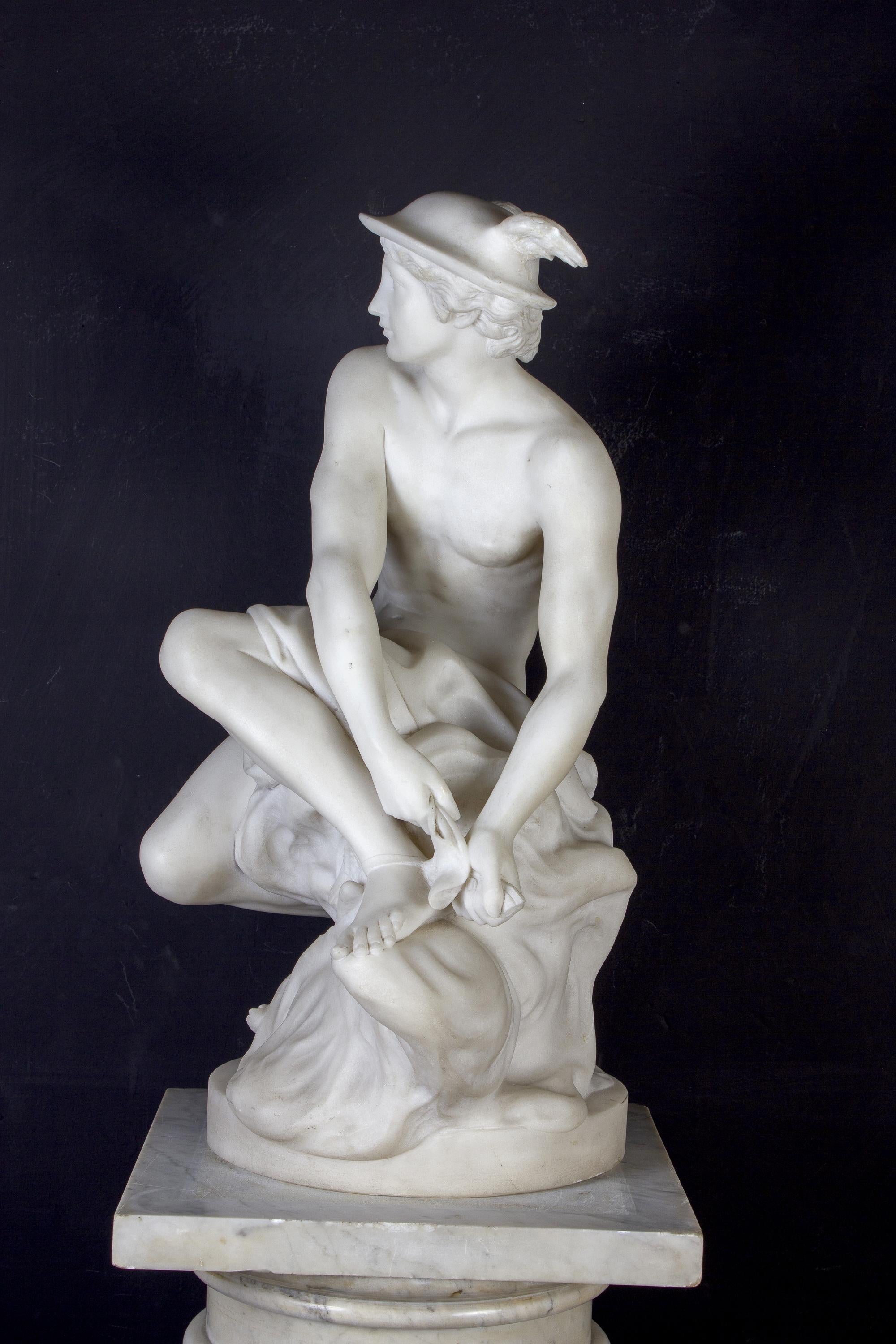 Fabulous Italian Neoclassical Marble Sculpture of Hermes  6
