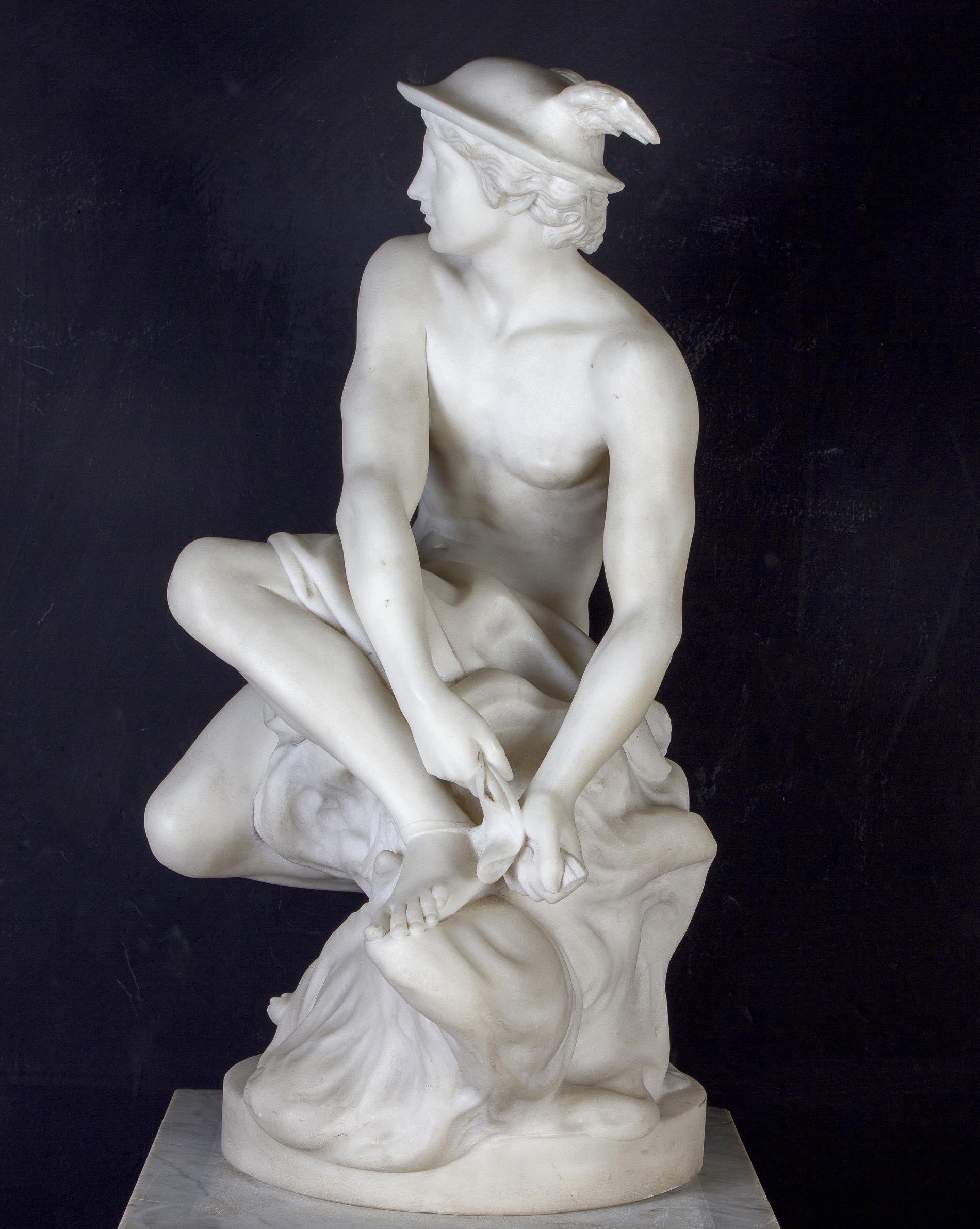 Unknown Figurative Sculpture - Fabulous Italian Neoclassical Marble Sculpture of Hermes 