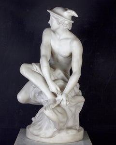 Fabulous Italian Neoclassical Marble Sculpture of Hermes