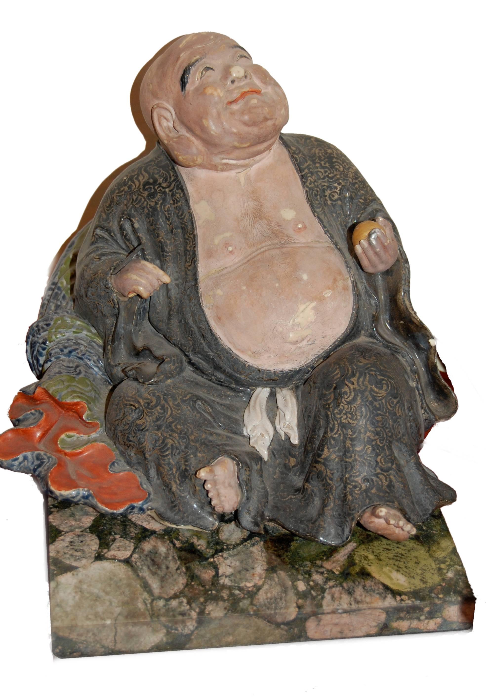 Unknown Figurative Sculpture - Famille Rose Bouddha;  Period Kuang-Hsu (circa 1874-1876); sold with certificate