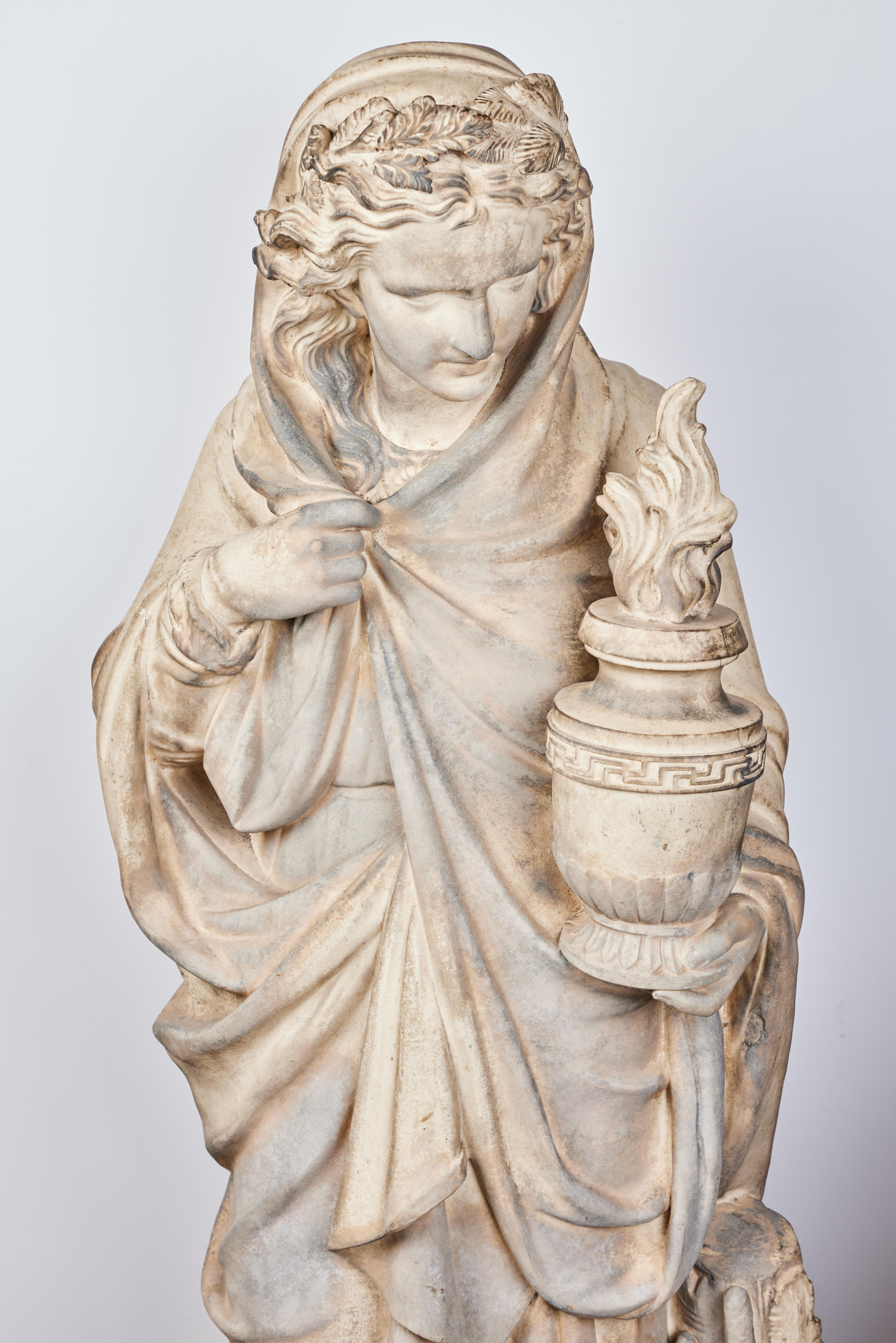 Figural Terracotta Sculpture Depicting Winter For Sale 1