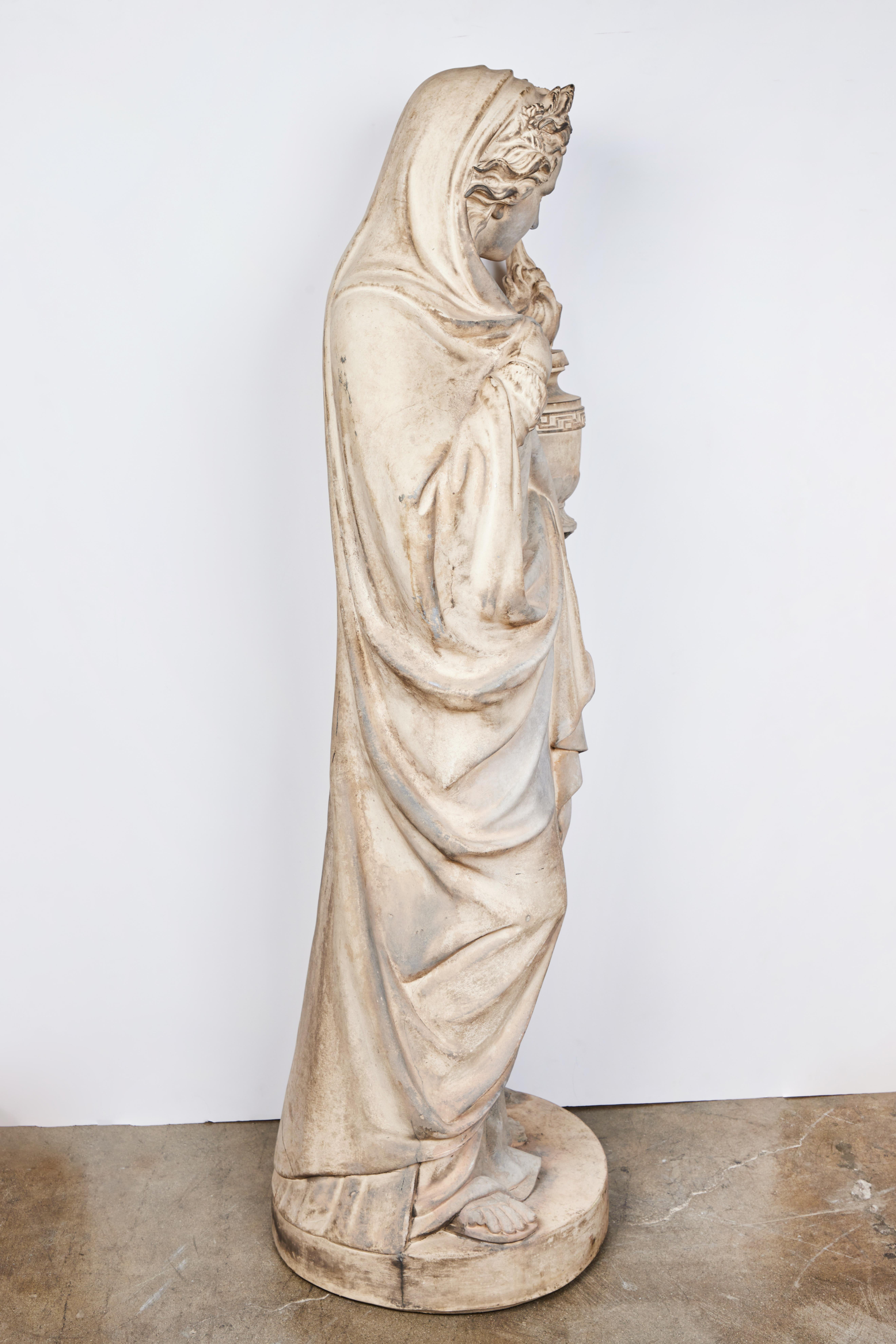 Figural Terracotta Sculpture Depicting Winter For Sale 3