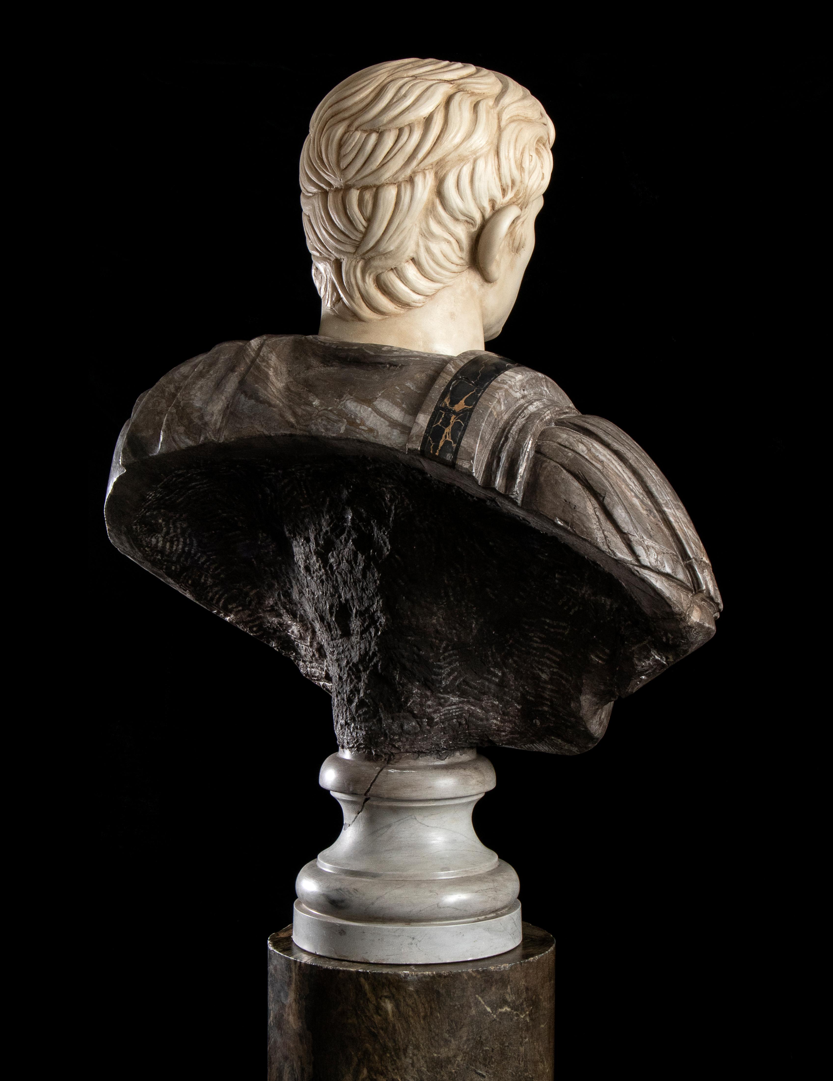 Figurative Sculpture Marble Polychrome Portrait Bust Emperor Augustus Roman  2