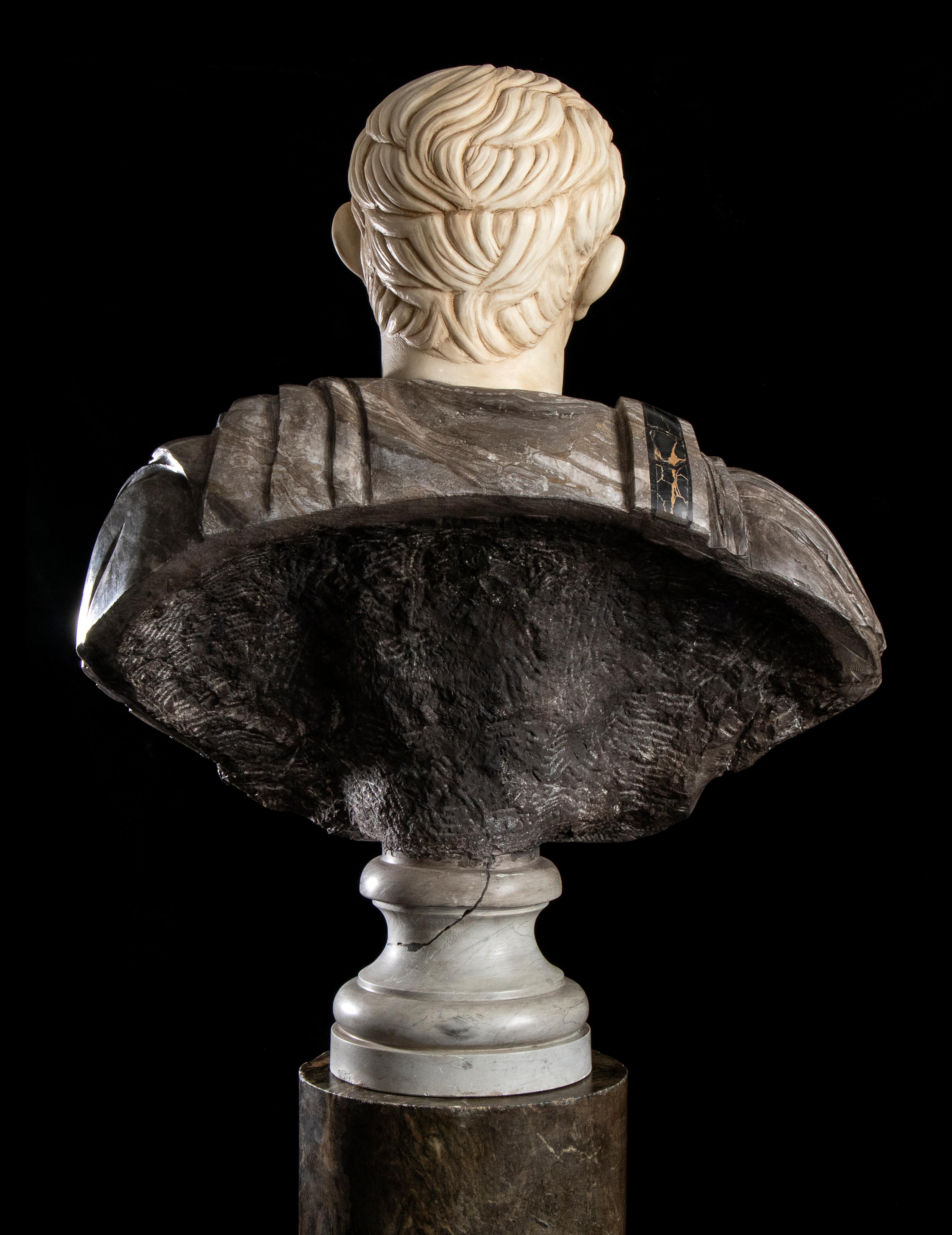 Figurative Sculpture Marble Polychrome Portrait Bust Emperor Augustus Roman  3