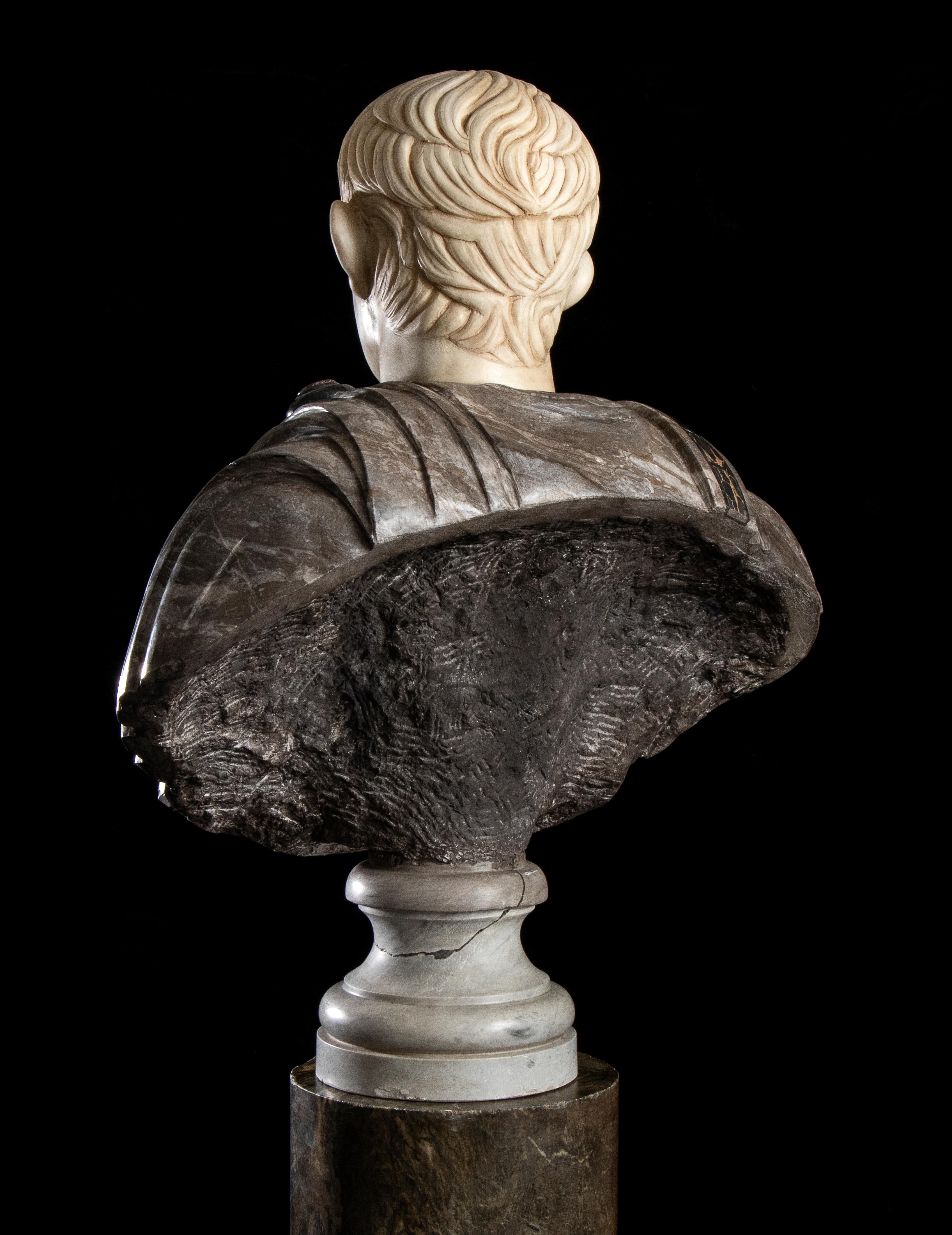 Figurative Sculpture Marble Polychrome Portrait Bust Emperor Augustus Roman  4