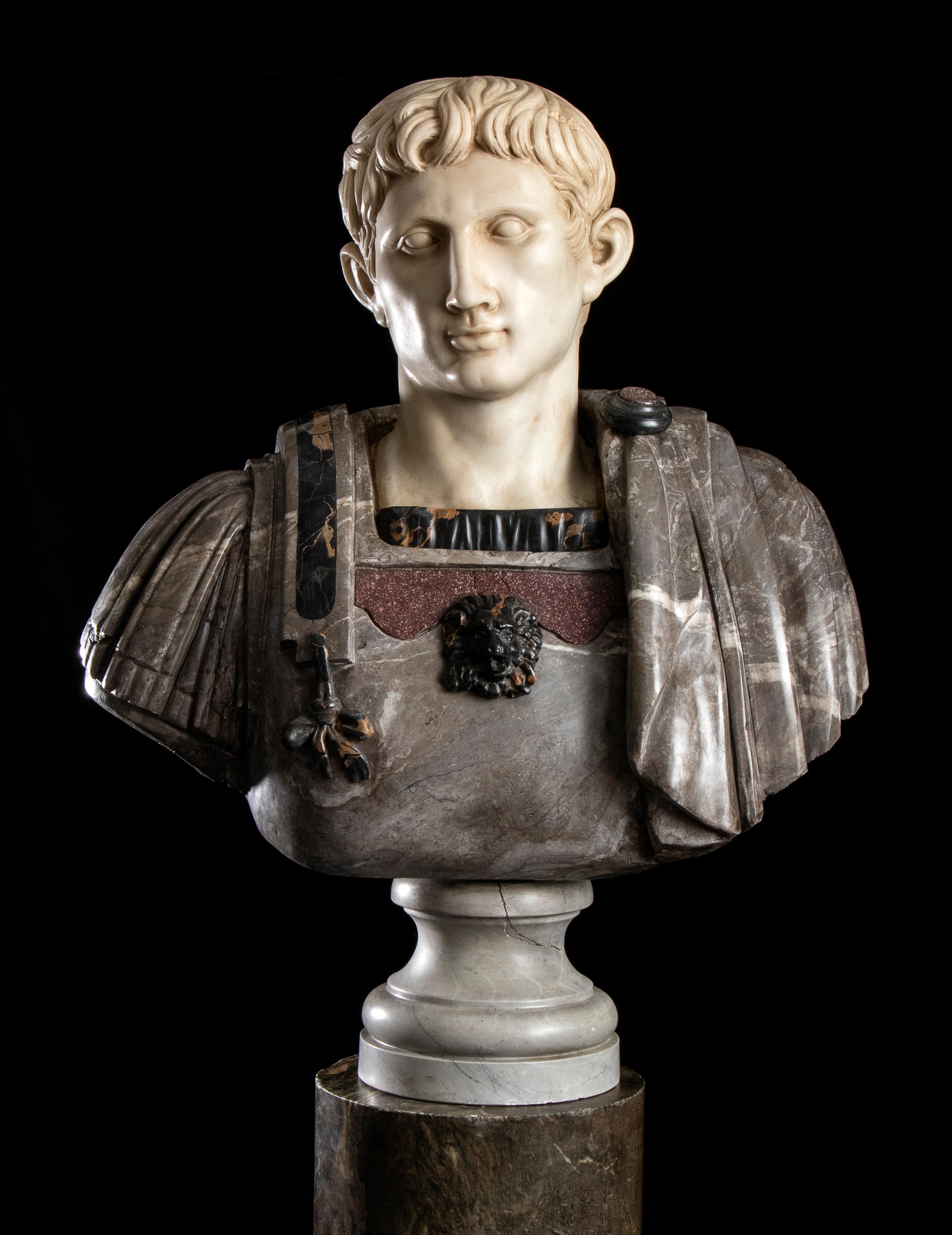 Unknown - Figurative Sculpture Marble Polychrome Portrait Bust Emperor ...