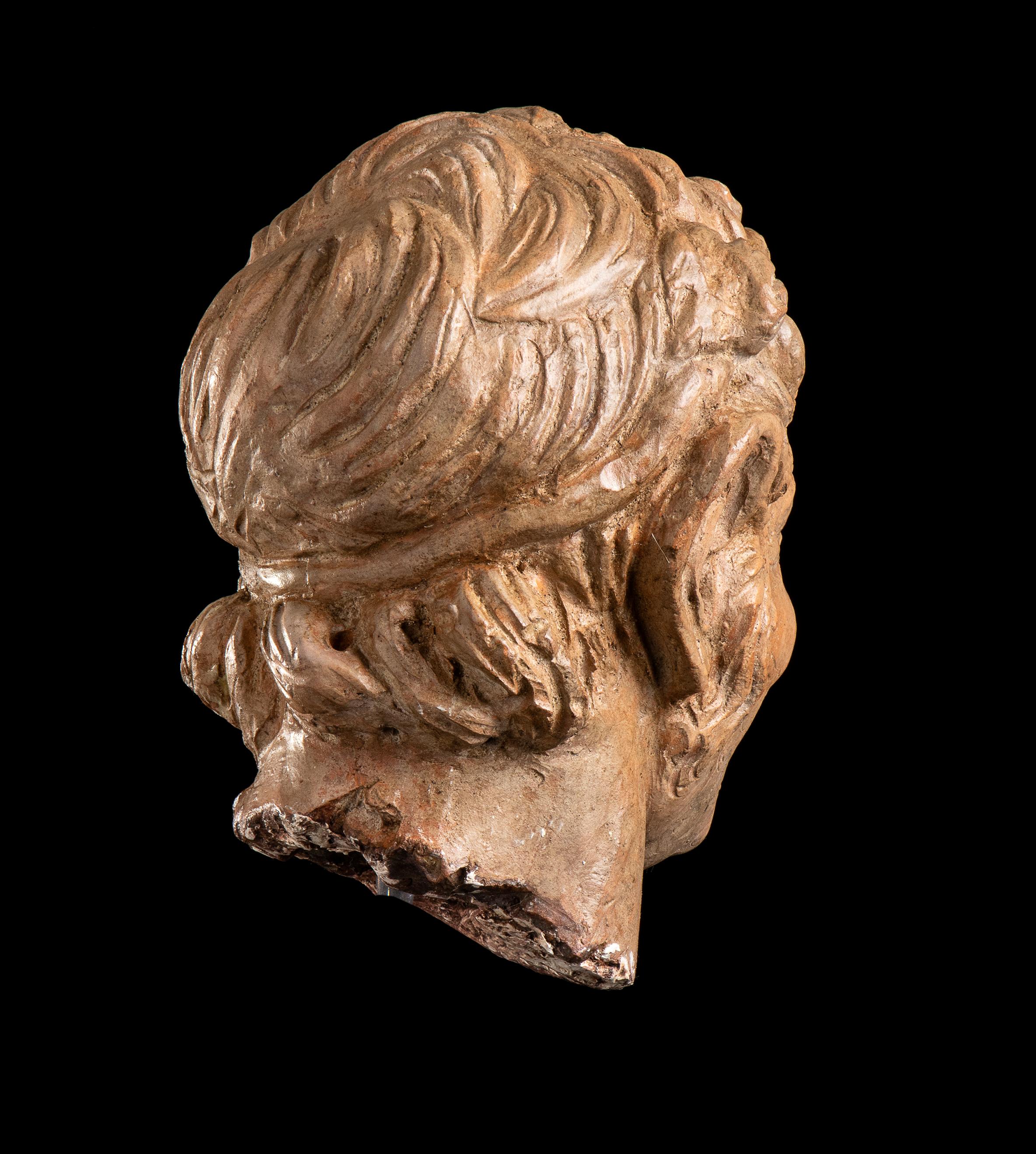 Figurative Sculpture Terracotta Head of a Laughing Satyr Roman Academy 19th 2