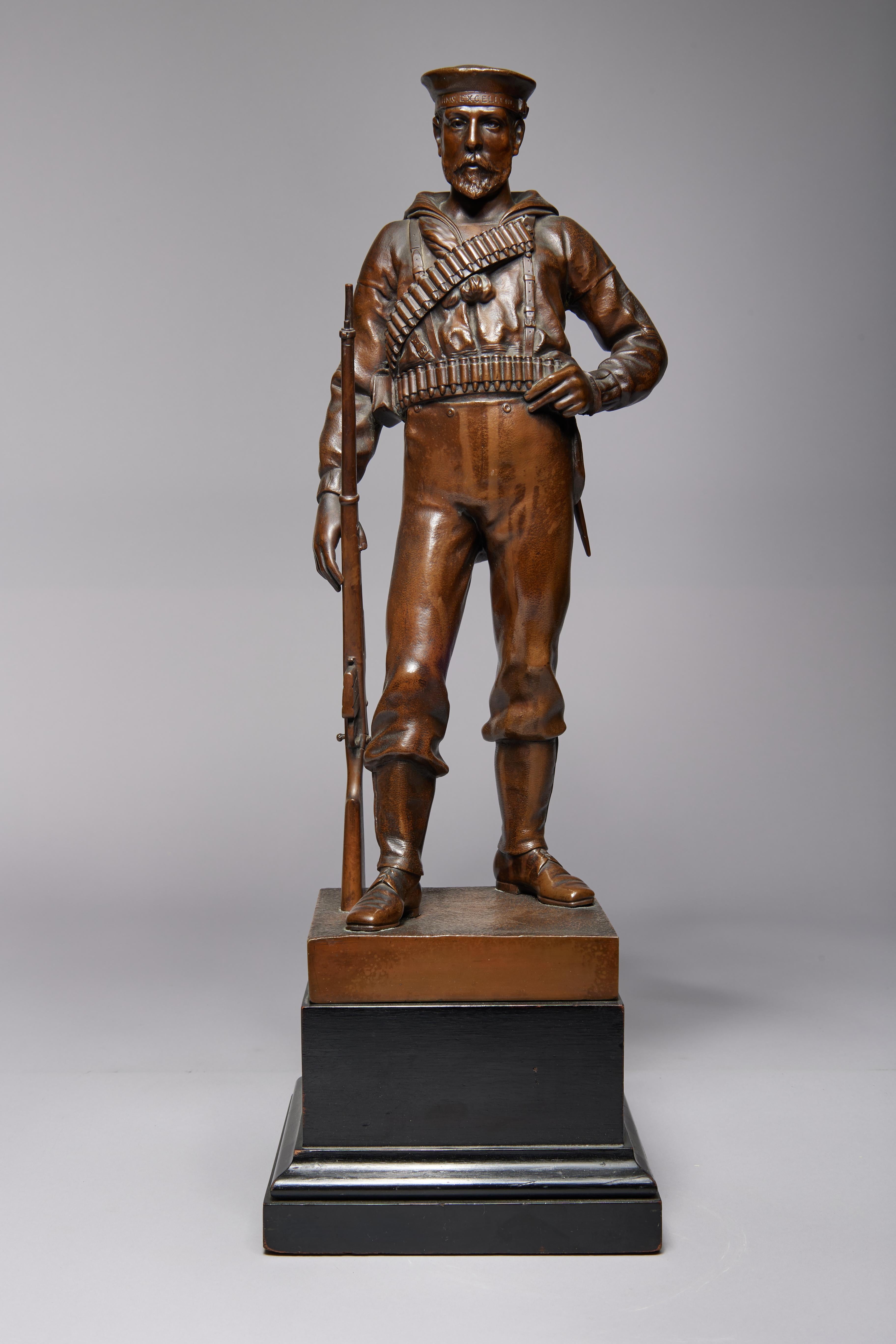 Unknown Figurative Sculpture - Figure of a Royal Navy Seaman, 19th Century British Firm Elkington 
Co.