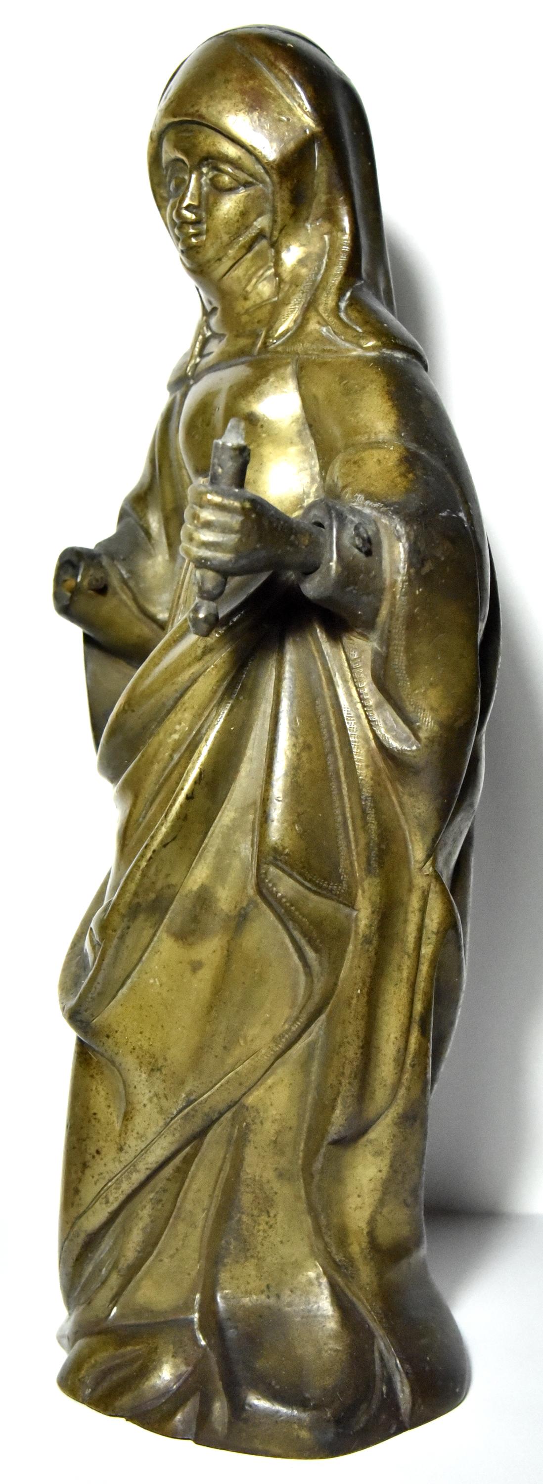 Figure of a saint in bronze, late 15th century, southern Netherlands - Sculpture by Unknown
