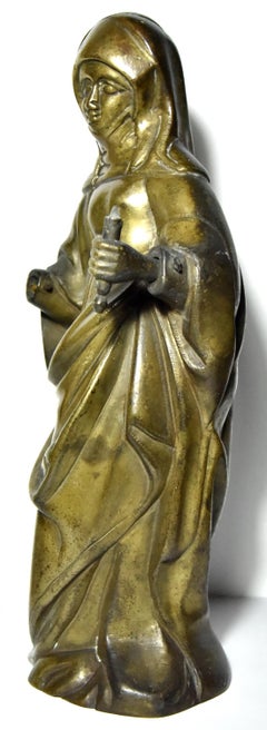 Figure of a saint in bronze, late 15th century, southern Netherlands