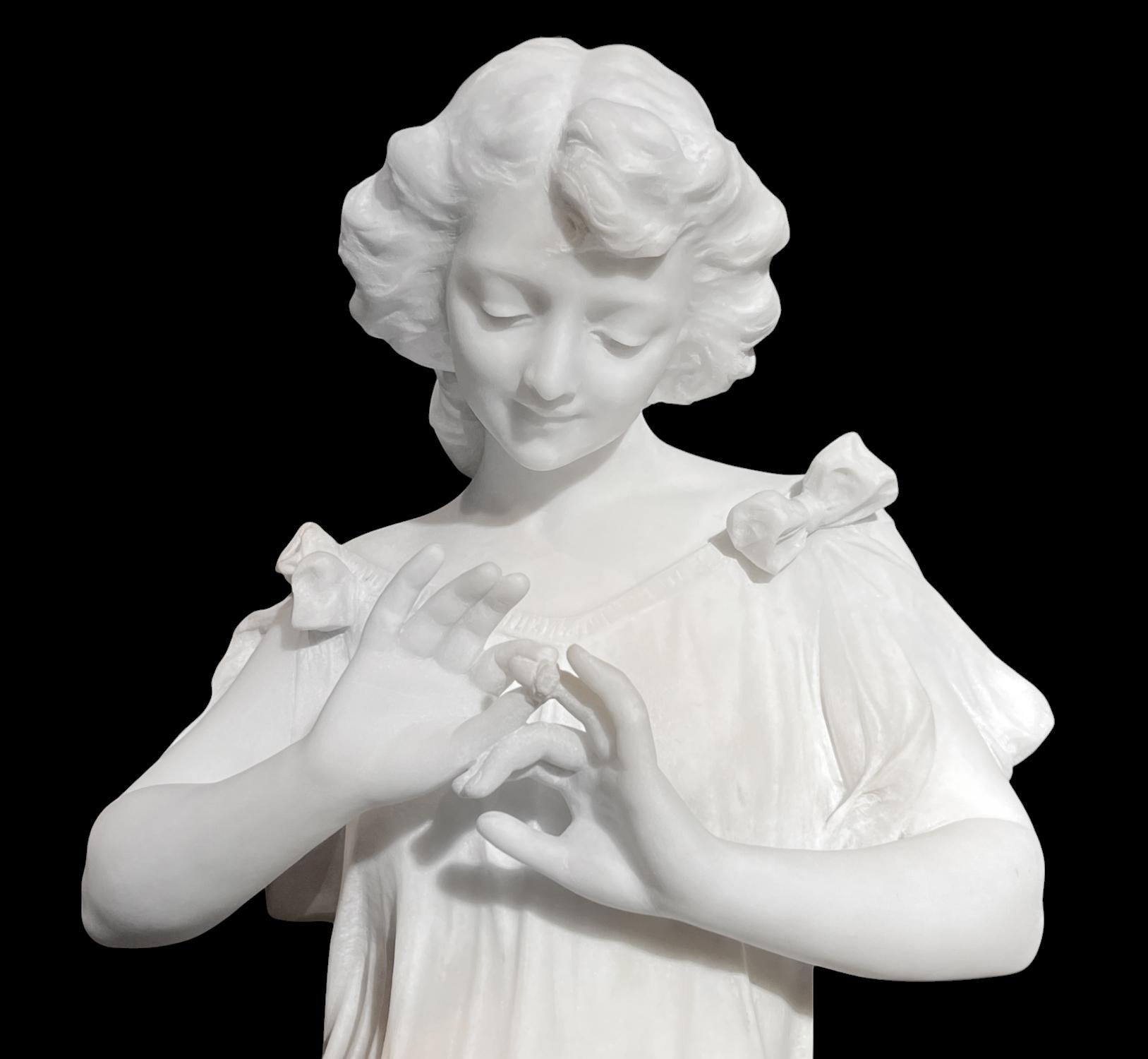 Statua di fidanzamento femminile in marmo finemente scolpita di C.C. - Sculpture di Unknown