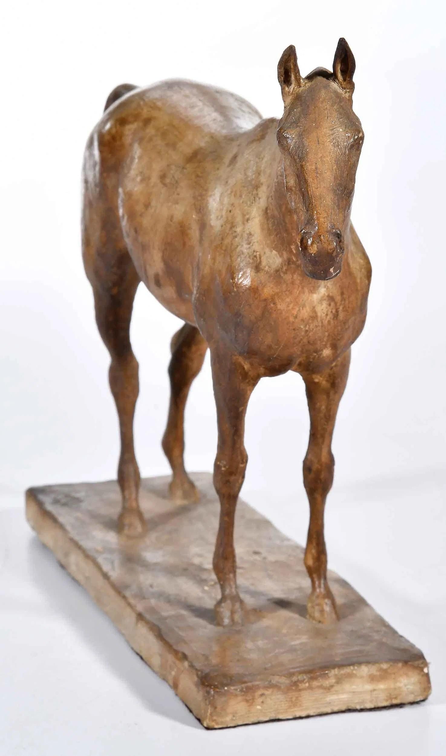 Finely rendered Equestrian Model Sculpture - Brown Figurative Sculpture by Unknown