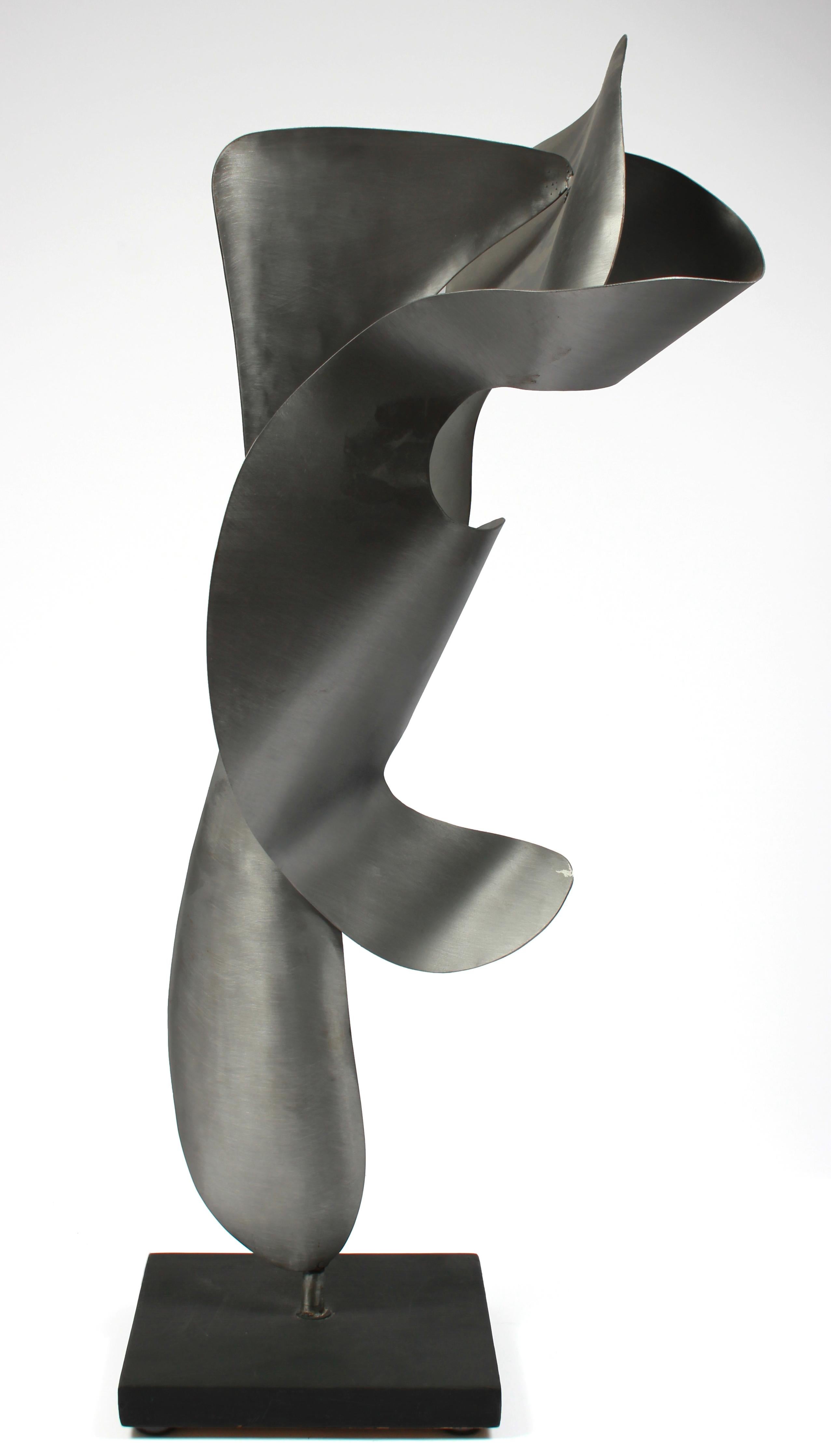 Unknown Figurative Sculpture - "Flame #5" 2014 Aluminum on Wood Contemporary Sculpture 