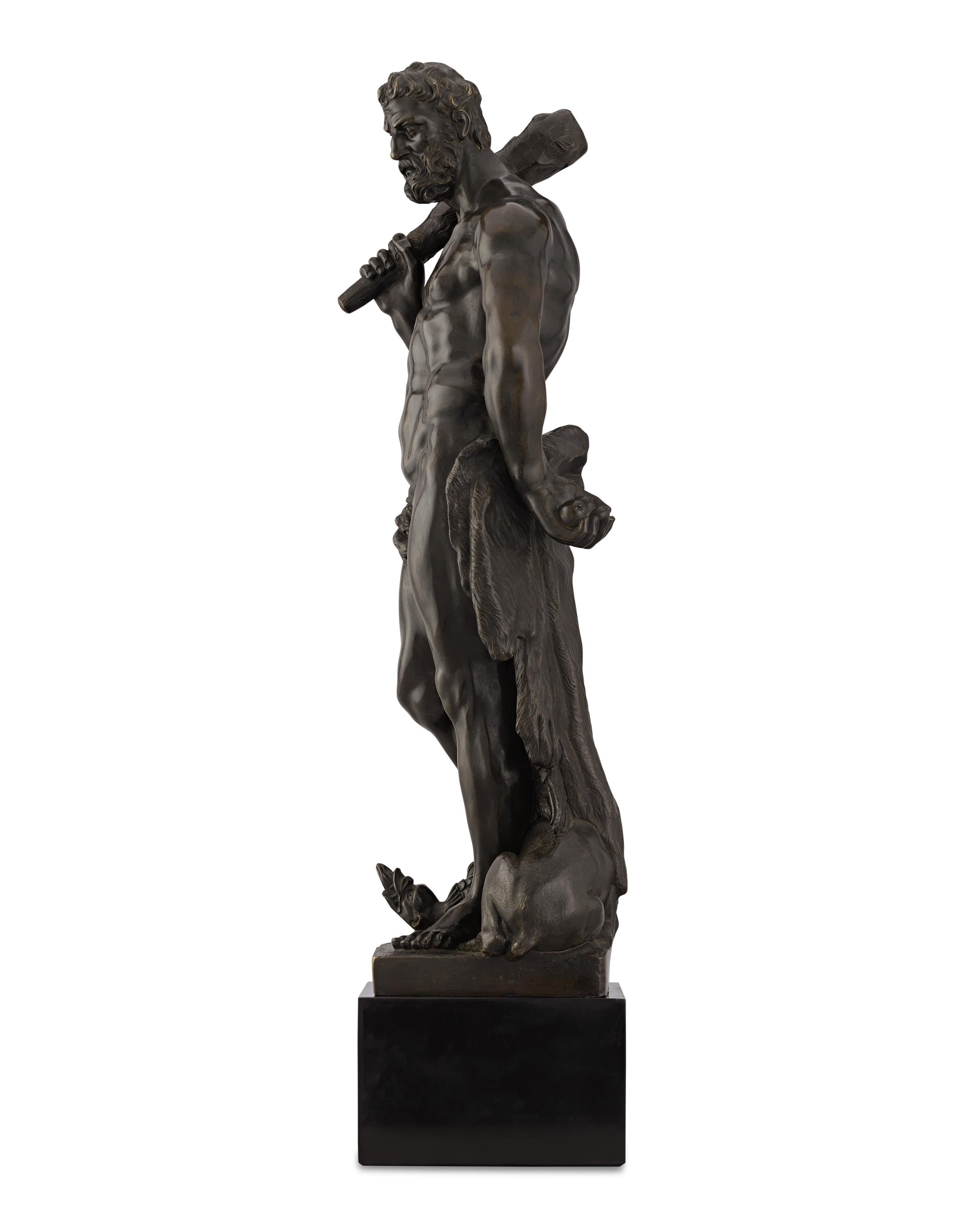 Hércules de Flandes y la Hidra de Lerna Bronce - Figurative Sculpture Oro de Unknown
