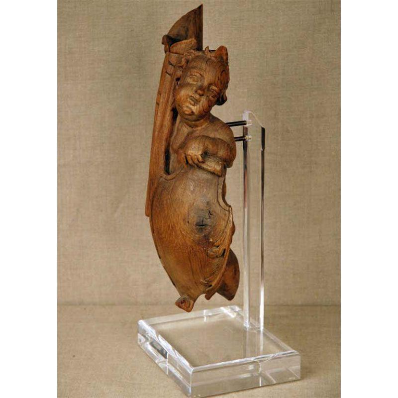 Flemish Oak Statue of a Putto For Sale 1