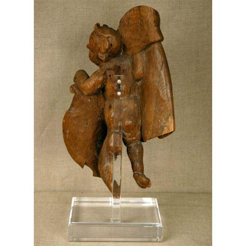 Flemish Oak Statue of a Putto For Sale 2