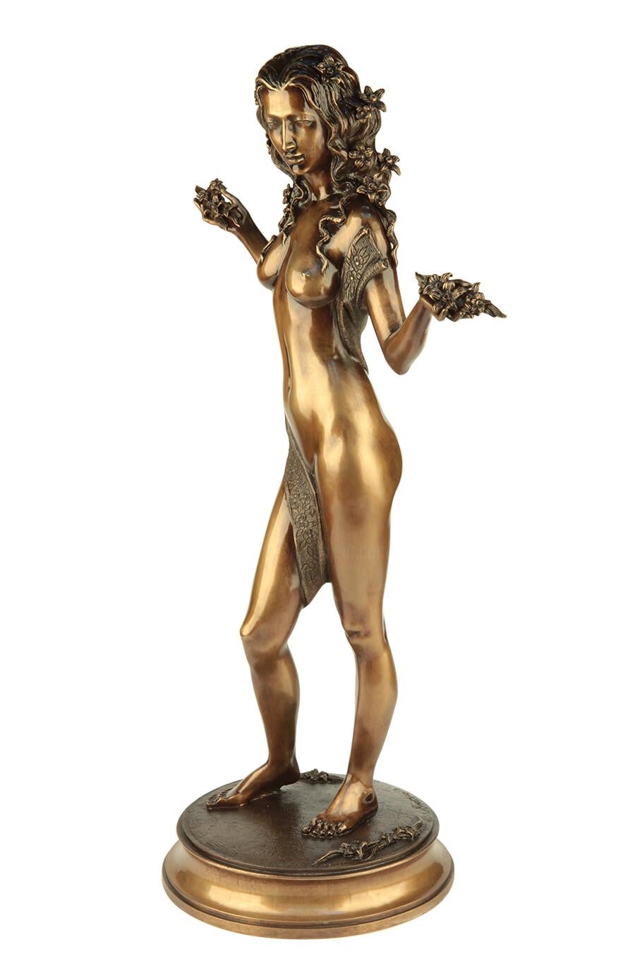 Volodymyr MYKYTENKO Figurative Sculpture - Flower Fairy, Bronze Sculpture by Volodymyr Mykytenko, 2009