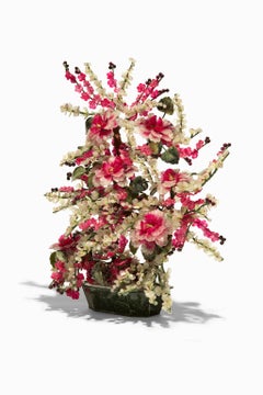 "Flower Sculpture" Jade and Semi-Precious Stones, Pinks and Greens