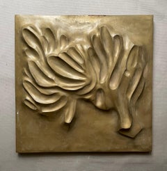 Wandskulptur aus Laubholz, Wandskulptur, bemaltes Glasfaser