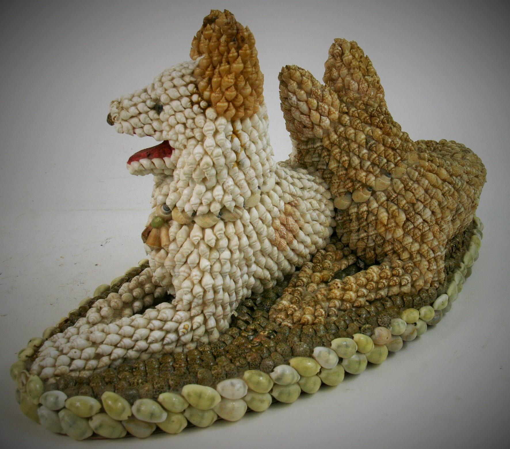 Folk Art Dog Sculpture Made from Sea Shells 9