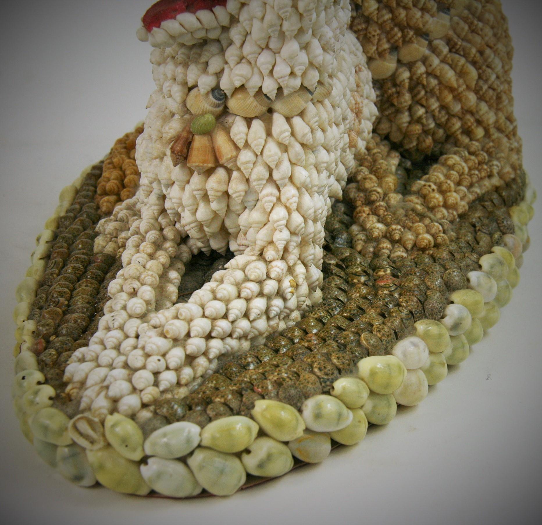 Folk Art Dog Sculpture Made from Sea Shells 10