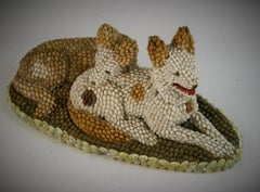 Folk Art Dog Sculpture Made from Sea Shells