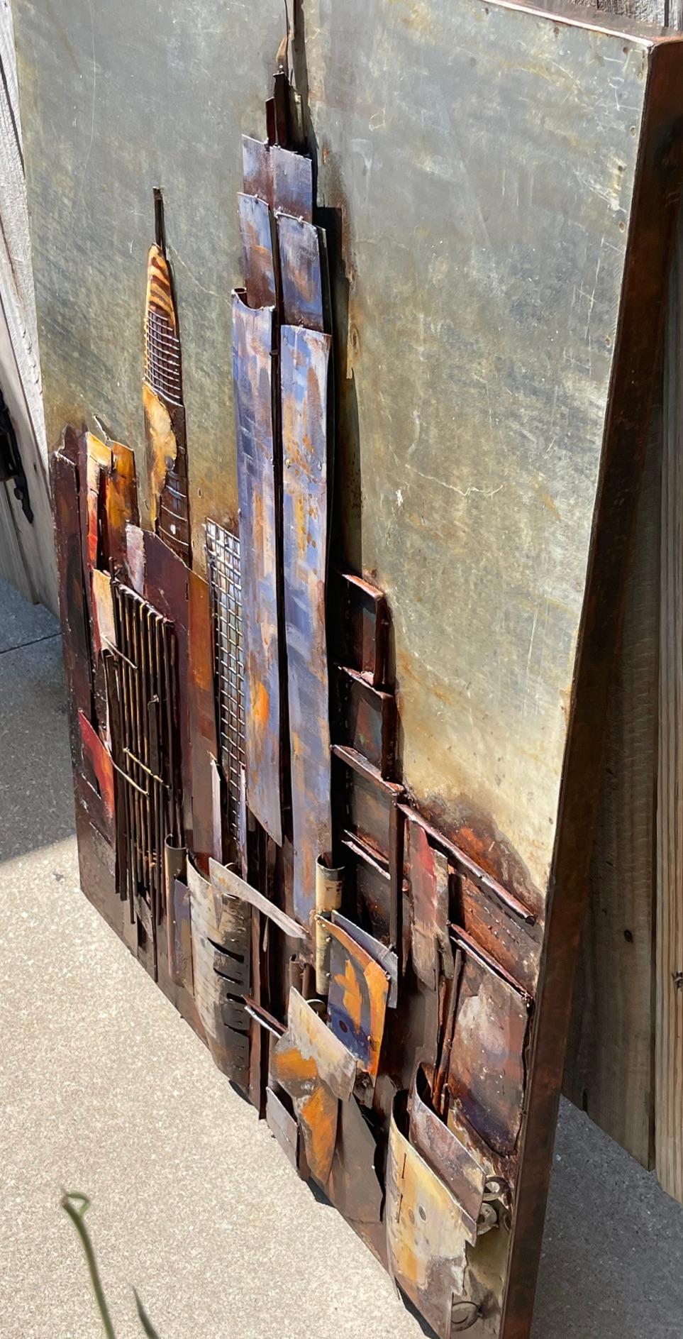
Folk Outsider Naive Art Metal NYC Cityscape Sculpture Wandbehang Contemporary

