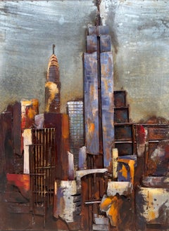 Folk Outsider Naive Art Metal NYC Cityscape Sculpture Murale Contemporaine