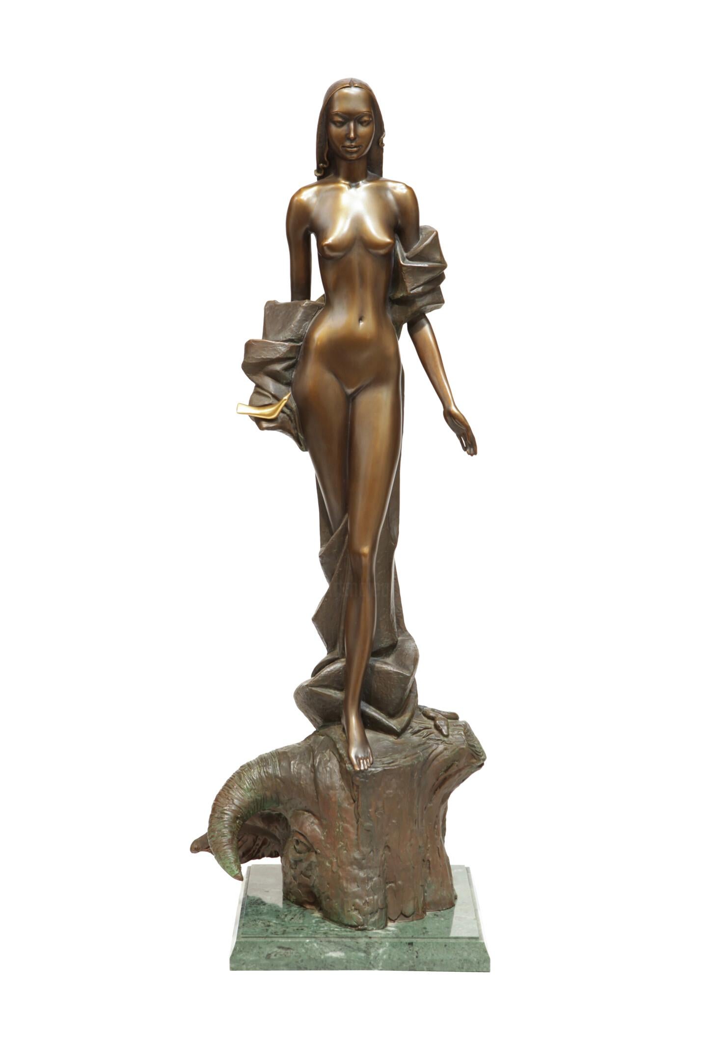 Volodymyr MYKYTENKO Figurative Sculpture - Forest Fairy, Bronze Sculpture by Volodymyr Mykytenko, 2001