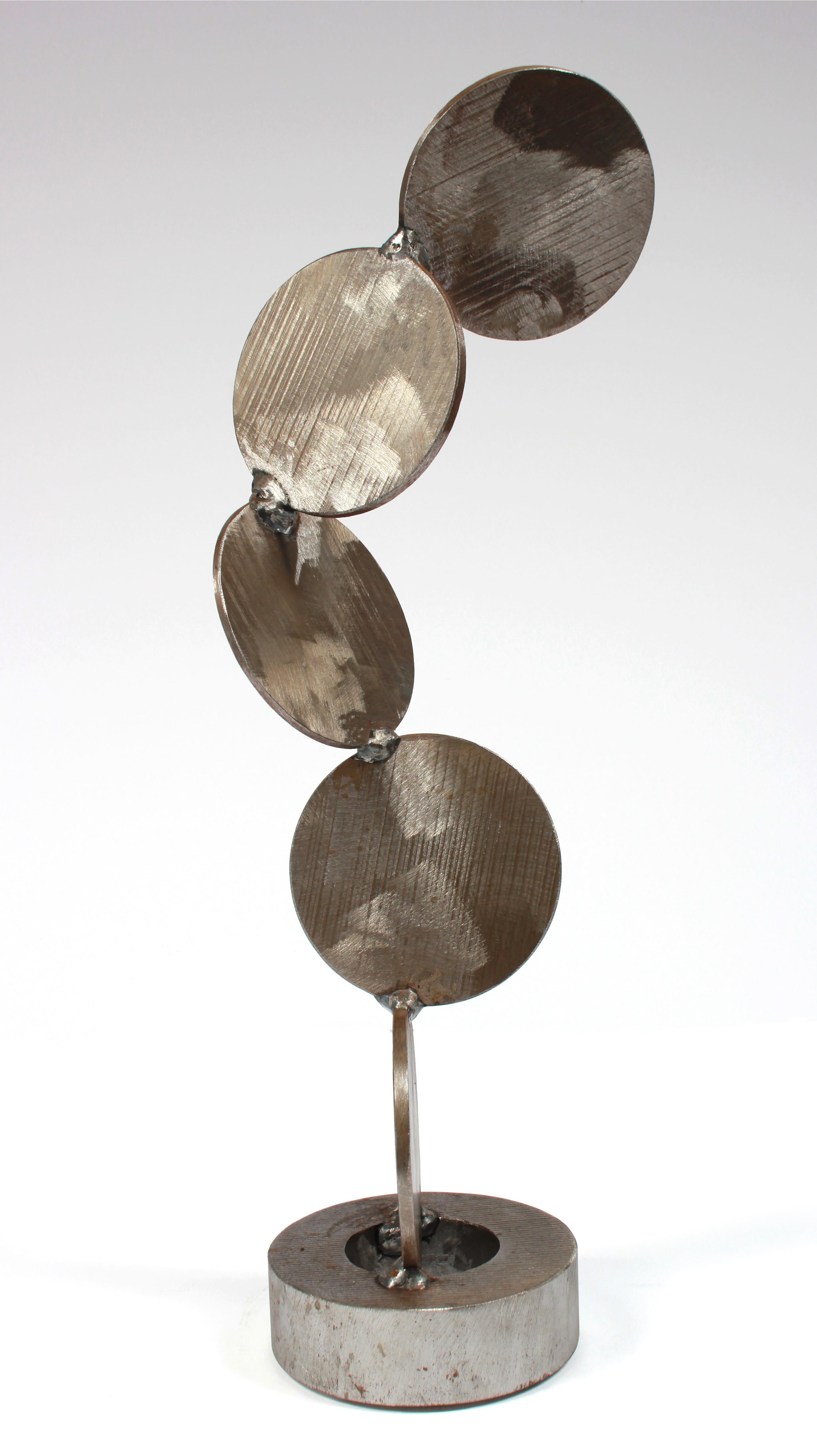 Unknown Abstract Sculpture - "Four Disks" Welded Steel Sculpture