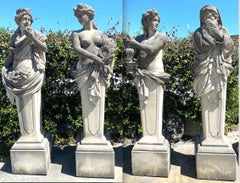 Außergewöhnliches Set aus vier Jahreszeiten von  Italienische Stein-Schnitzereien-Skulpturen