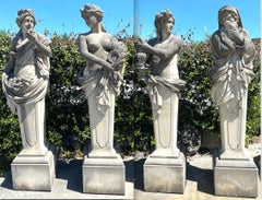 Vintage Four Season Extraordinary Set of  Italian Stone Term Figure Sculptures