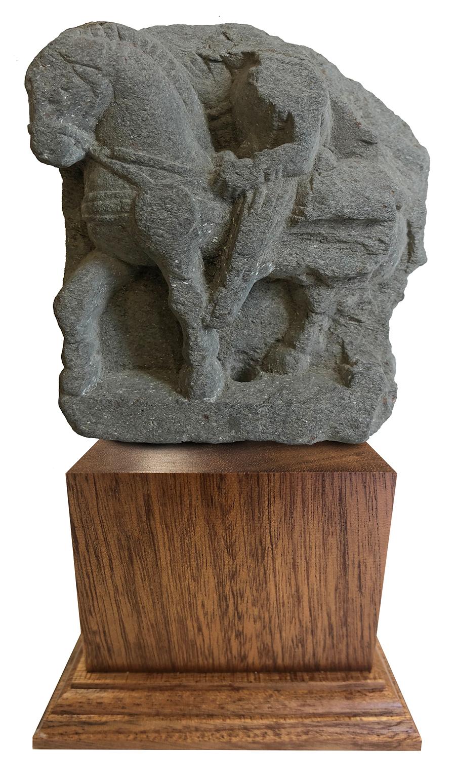 Unknown Figurative Sculpture - Fragment Prince Siddhartha Sculpture - Grey Schist