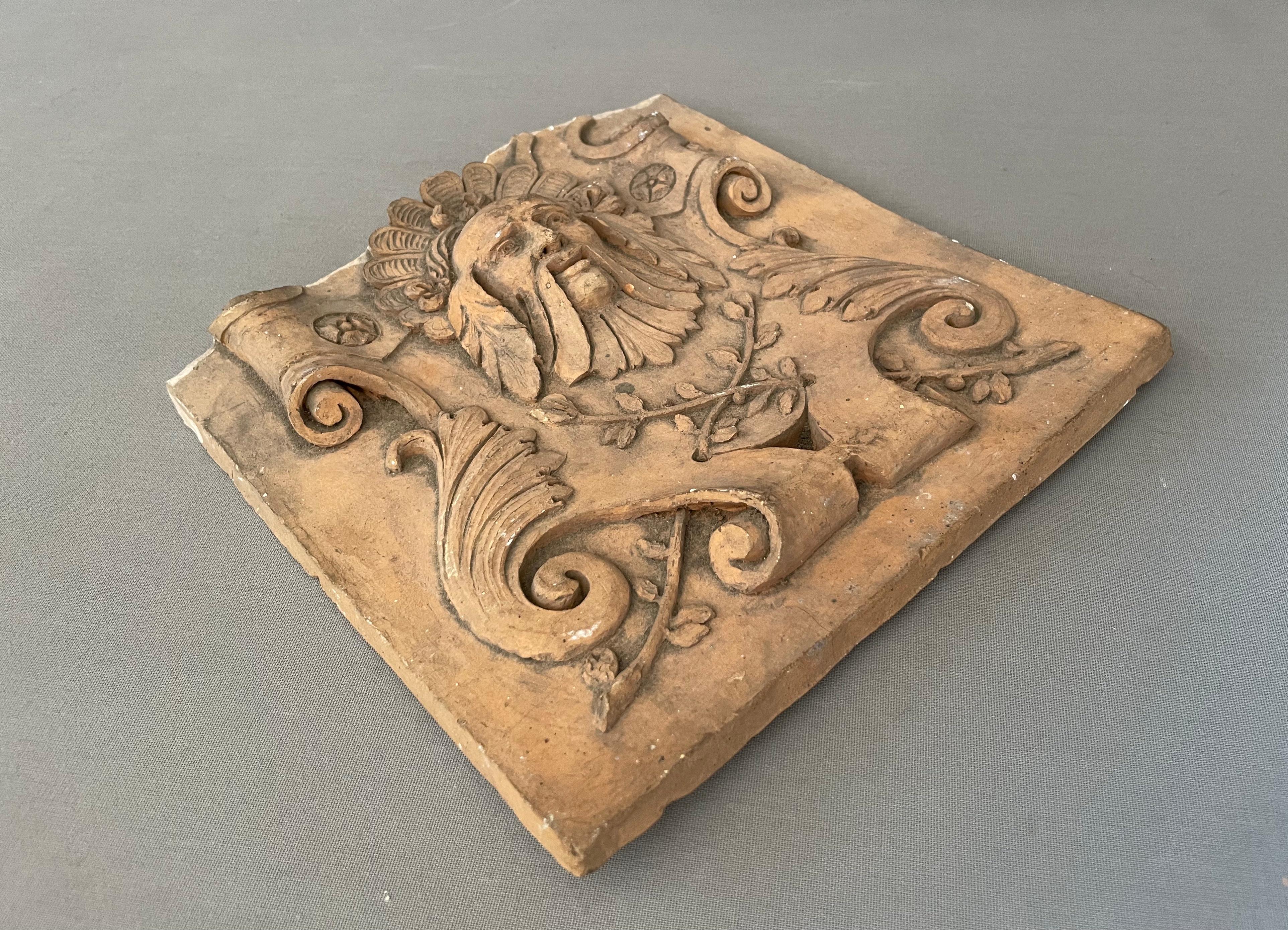 Fragment Of Terracotta Tile - Sculpture by Unknown